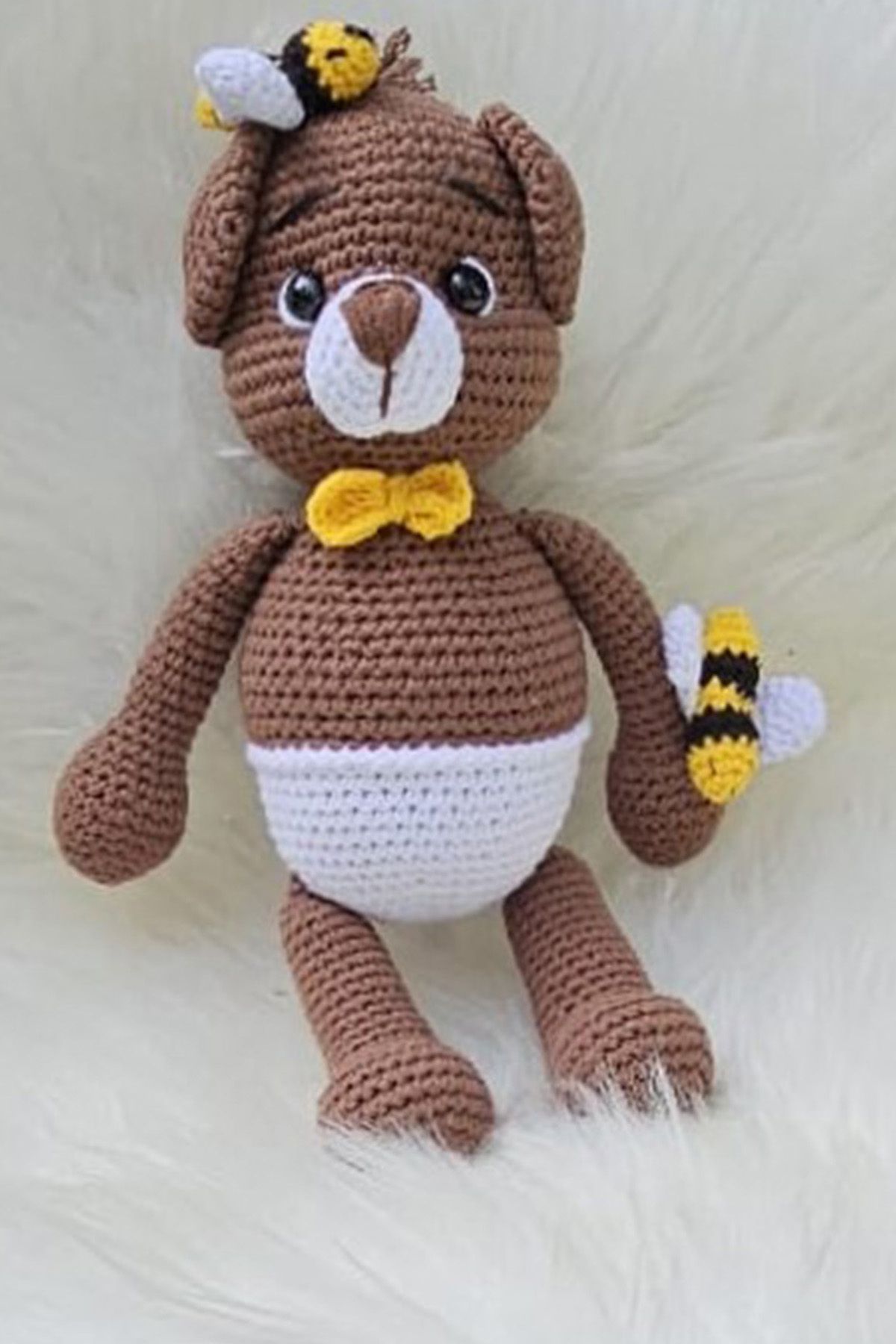 kelebeginruyasihobievi Amigurumi Organik, Elemeği Arılı Şirin Ayıcık