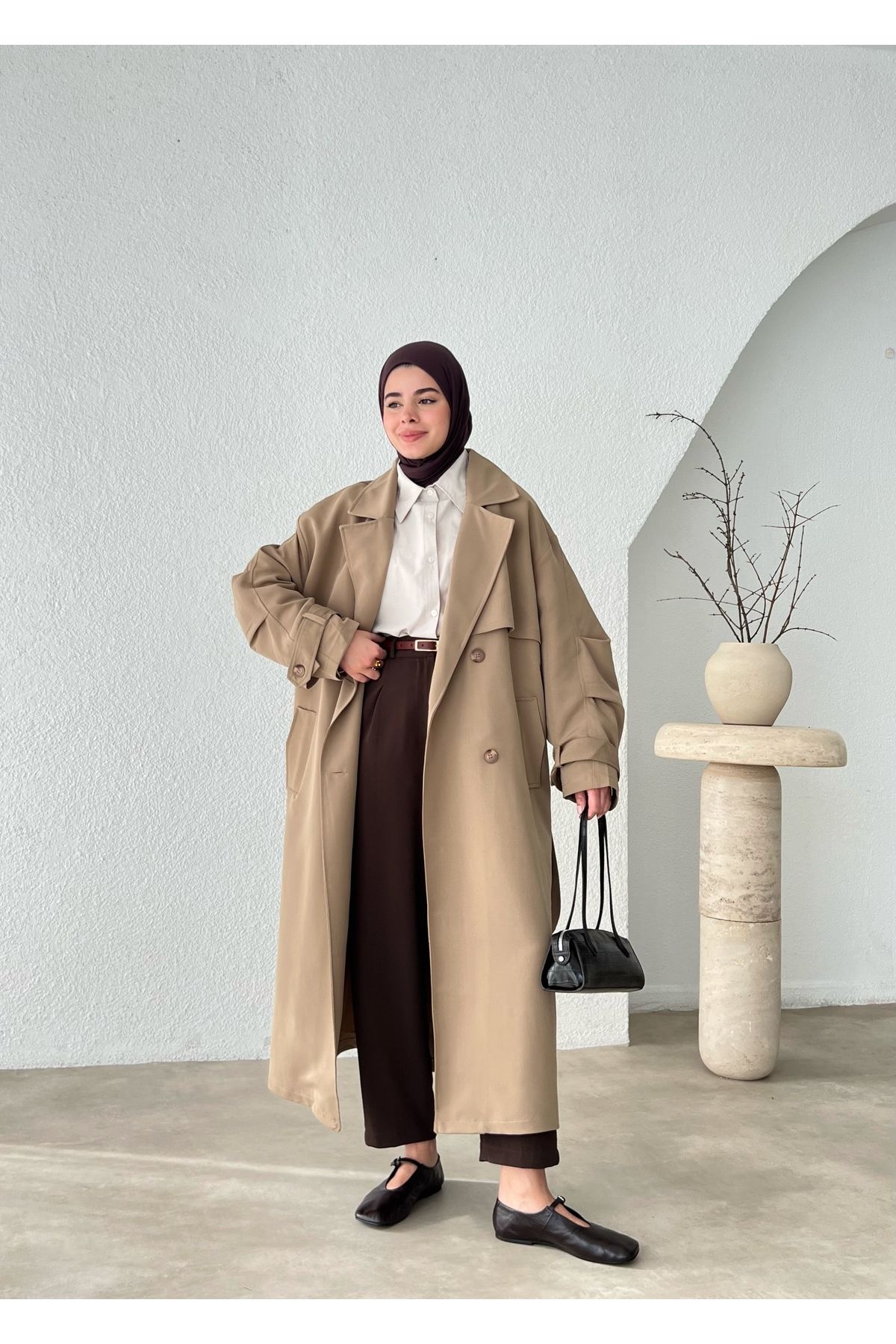 MODA AKSA Oversize Mevsimlik Trençkot