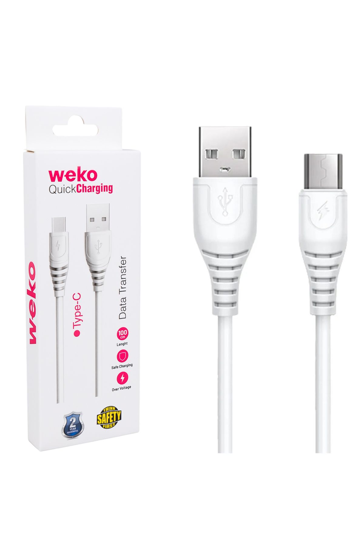 abnturk USB TO TYPE-C 1 MT HIZLI ŞARJ KABLOSU KUTULU BEYAZ RENK
