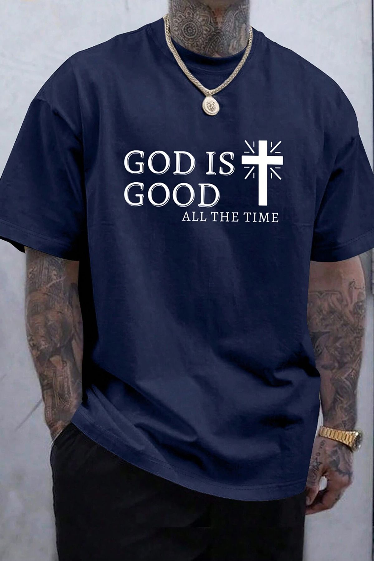 cc collection God is Good Baskılı Erkek Oversize T-Shirt