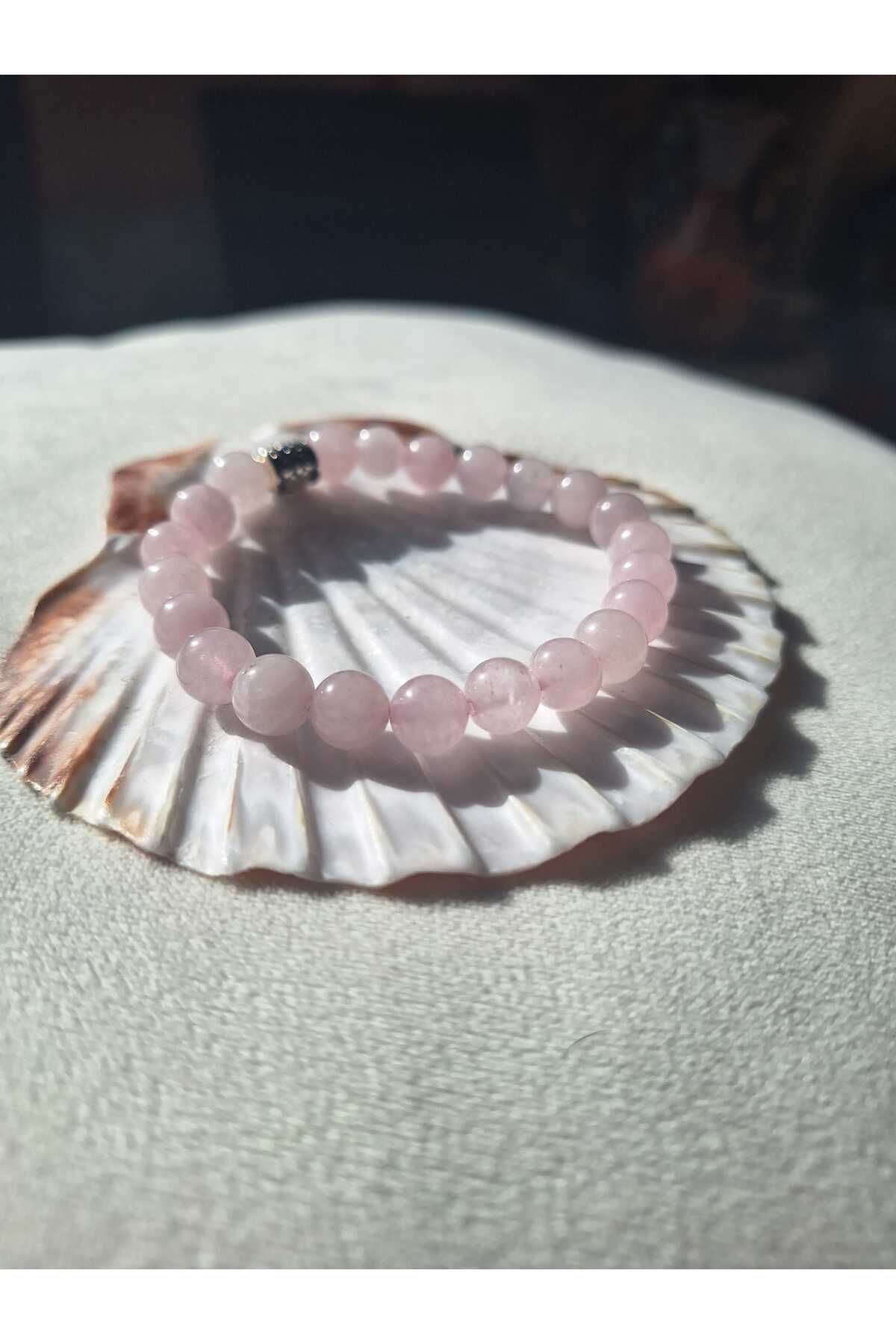 porsor Pembe Kuvars Dogal Tas Bıleklıgı 8mm