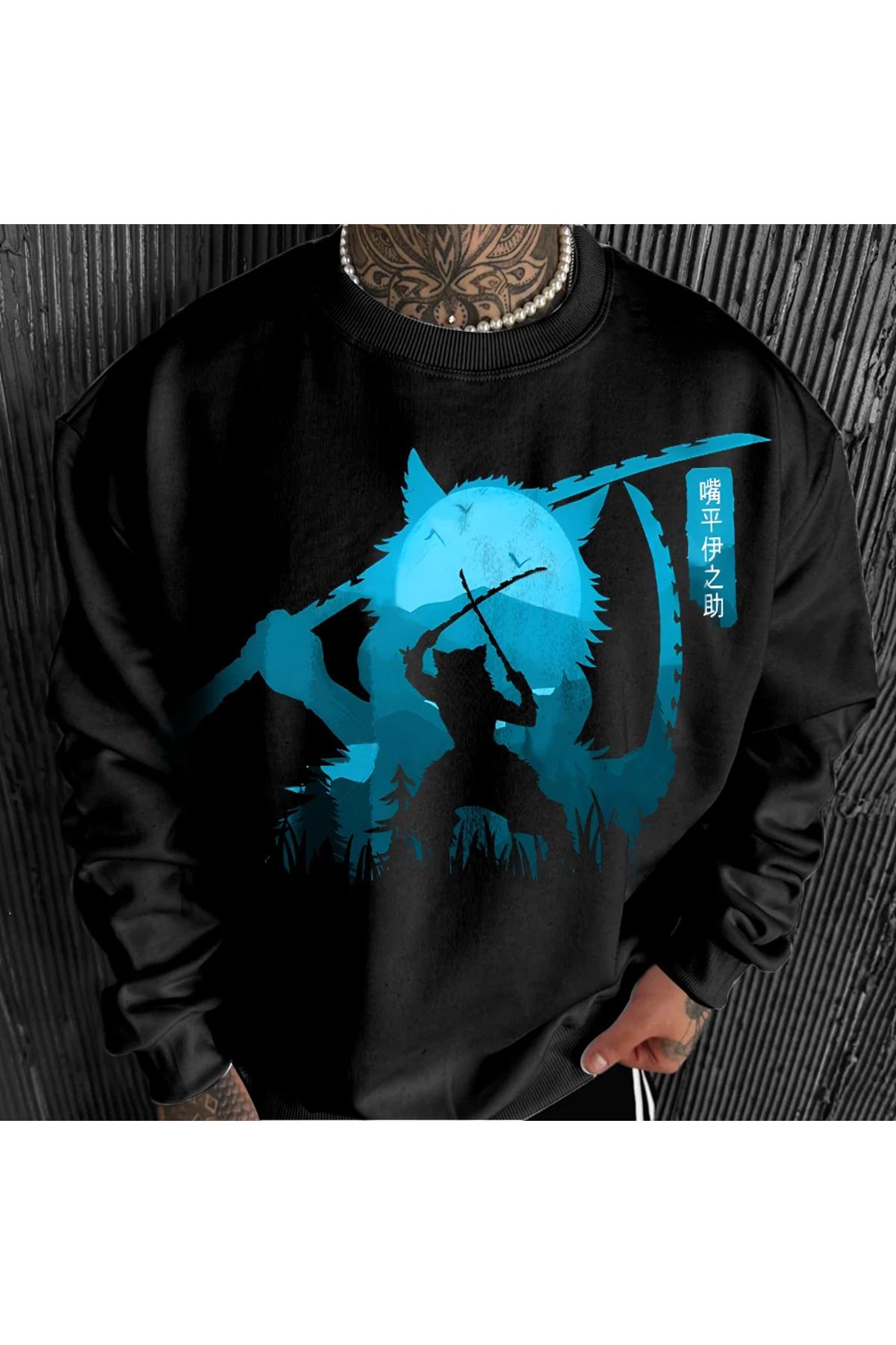 ACTIVE MODA -unisex Sweatshirt siyah kurt Baskılı Hodies  3 iplik Kompakt Kumaş (İçi Pamuklu)