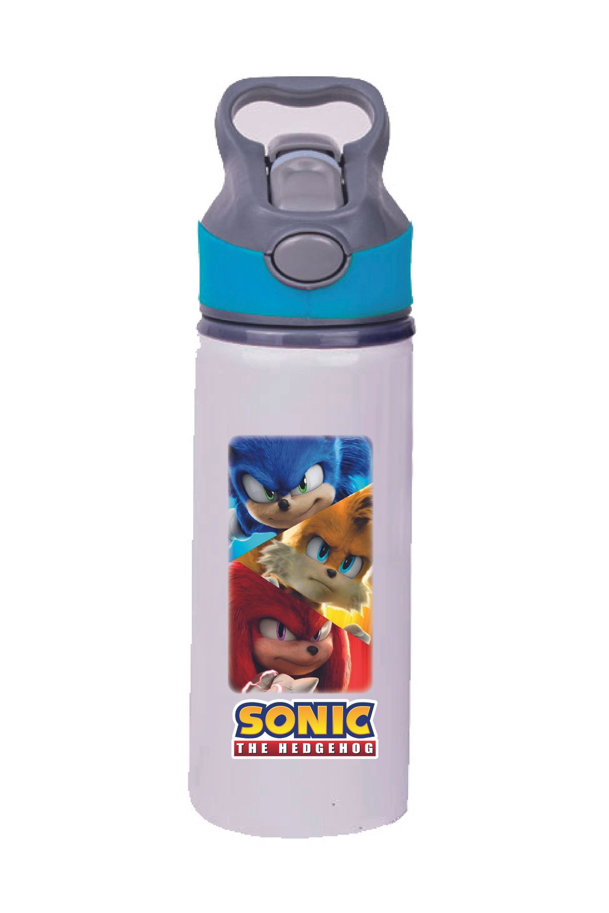 DKDZ SHOP Sonic Baskılı Pipetli Mavi Suluk - Matara - 650ml -008