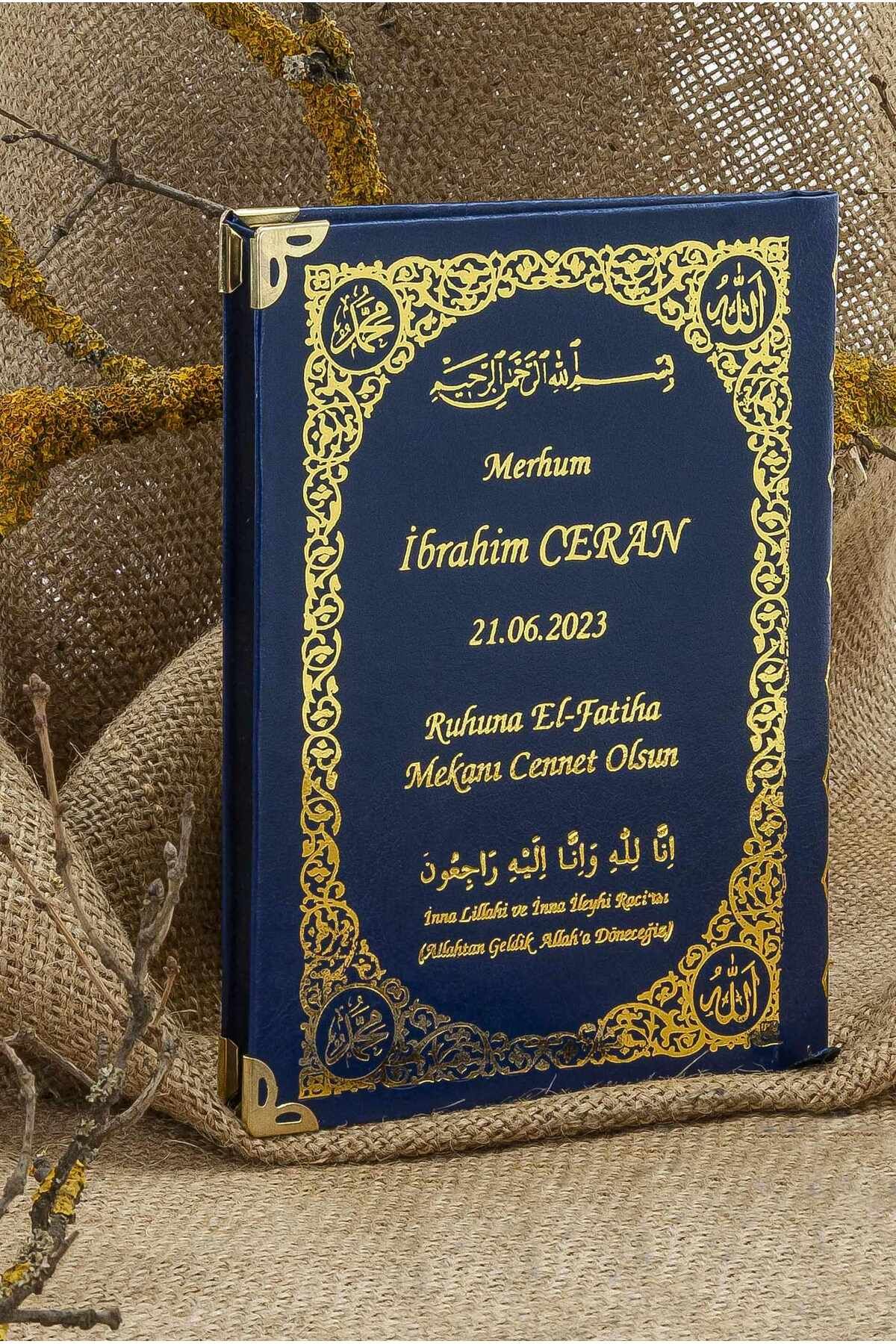bayartdecor 40ADET- İSME ÖZEL DERİ CİLTLİ YASİN KİTABI HEDİYESİ - ORTABOY - 192 SAYFA - LACİVERT