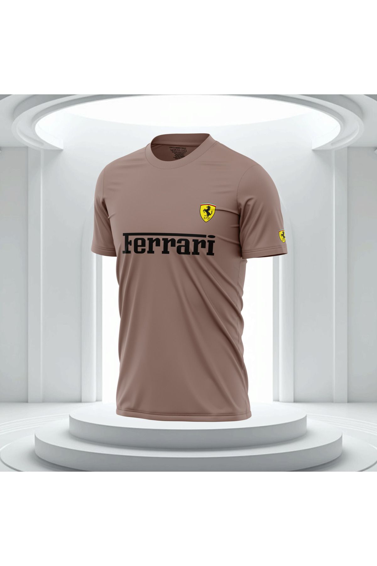 Bulvar Lee Erkek Sıfır Yaka Günlük %95 Pamuk %5 Likra Ferrari Baskılı T-shirt