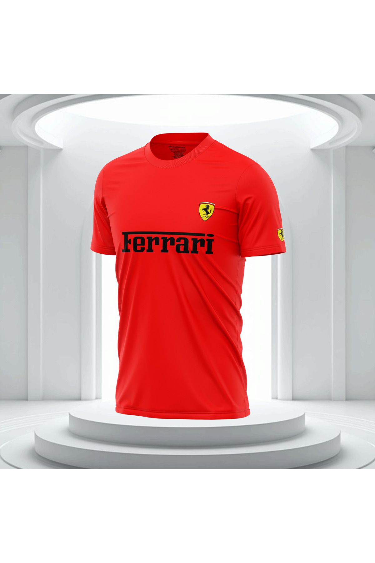 Bulvar Lee Erkek Sıfır Yaka Günlük %95 Pamuk %5 Likra Ferrari Baskılı T-shirt