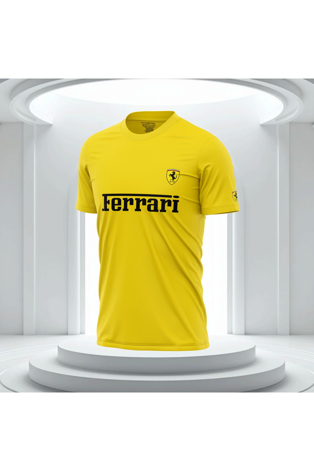 Bulvar Lee Erkek Sıfır Yaka Günlük %95 Pamuk %5 Likra Ferrari Baskılı T-shirt