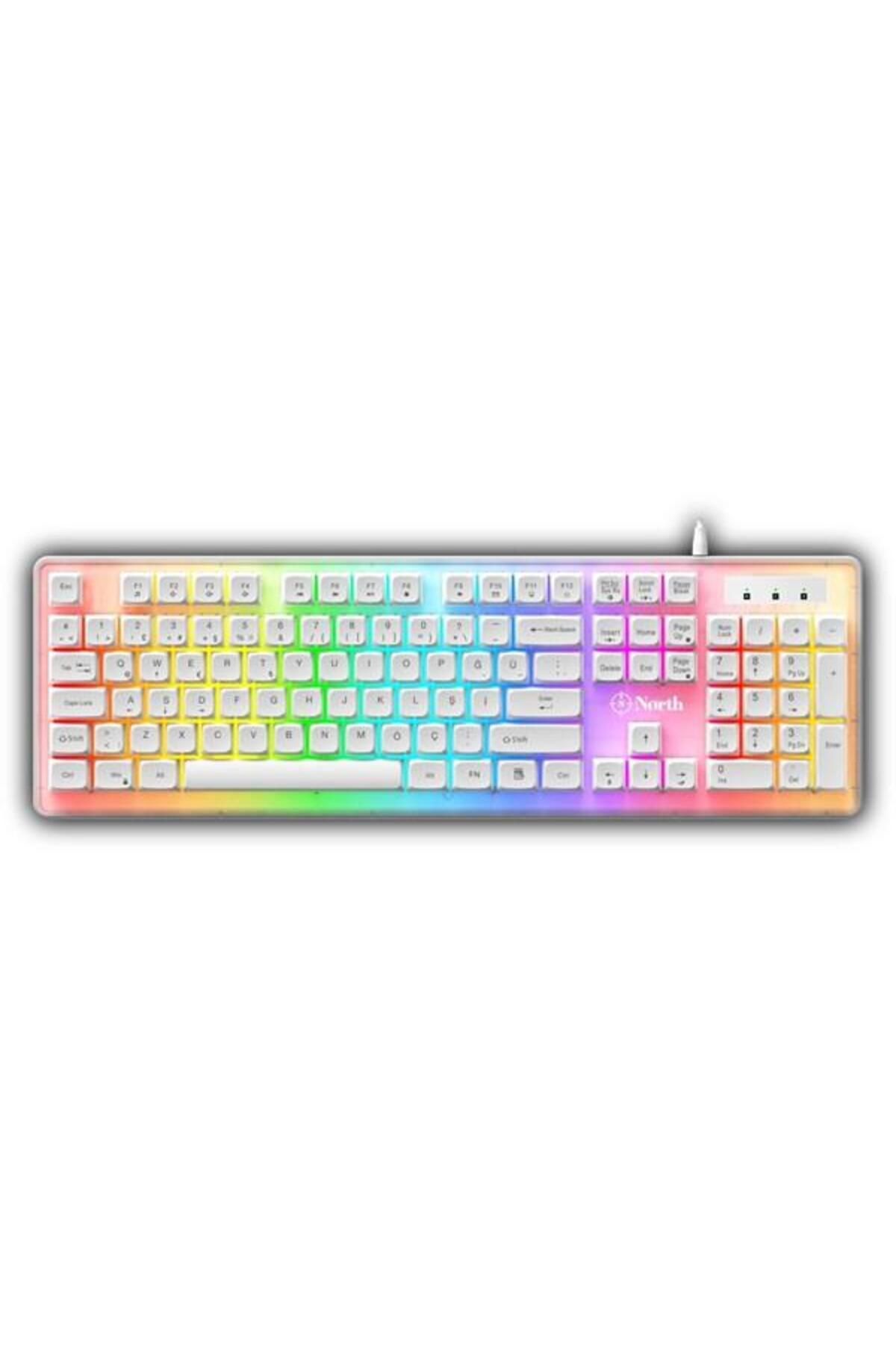 Hızlı Stok NORTH Paladin Q Trk RGB Ledli / Mekanik Hisli Beyaz Gaming Klavye