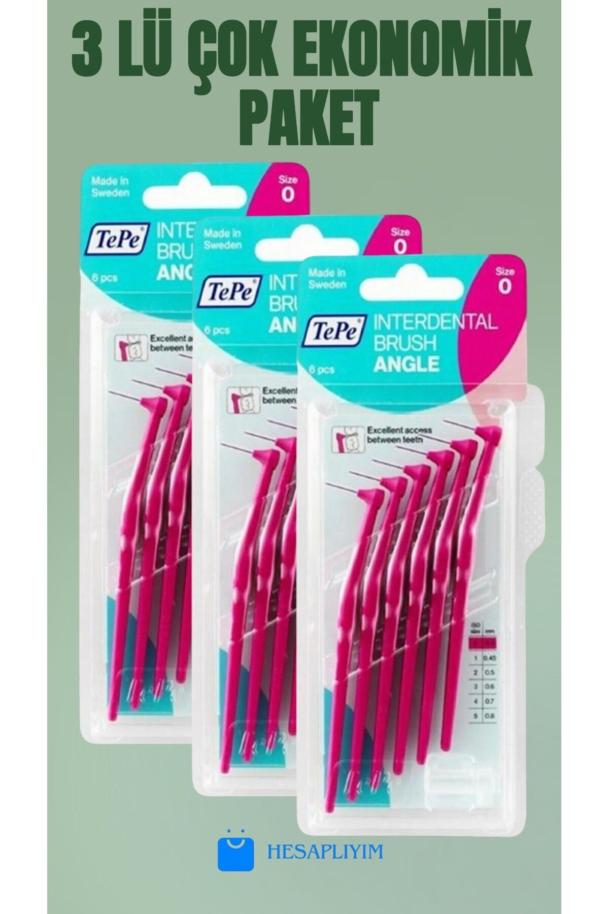 TePe Angle Arayüz Fırçası Pembe 0.4 Mm 6 Lı- 3lü çok ekonomik paket