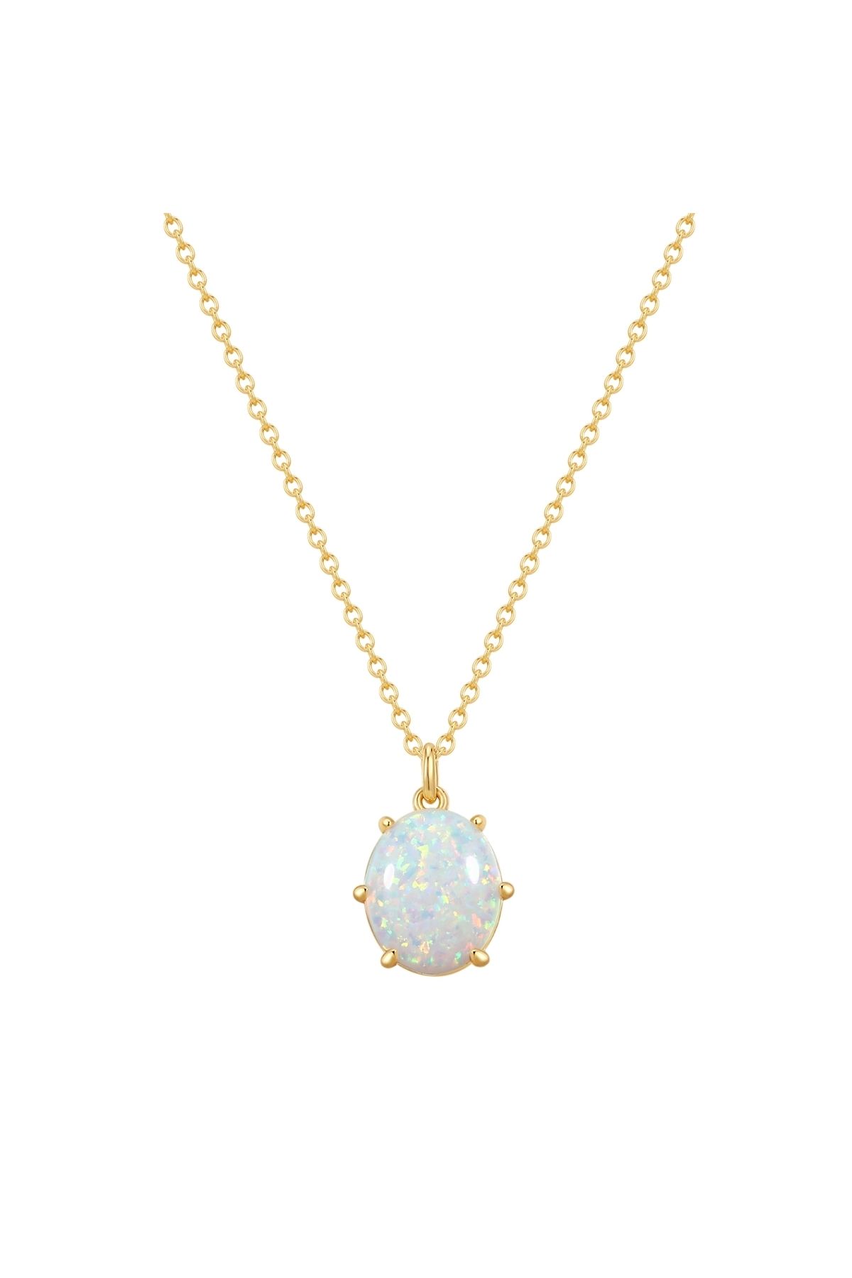 Rafaela Donata-Silberhalskette Kette mit Anhänger Sterling Silber gelbgold Opal (synth.) weiß 1
