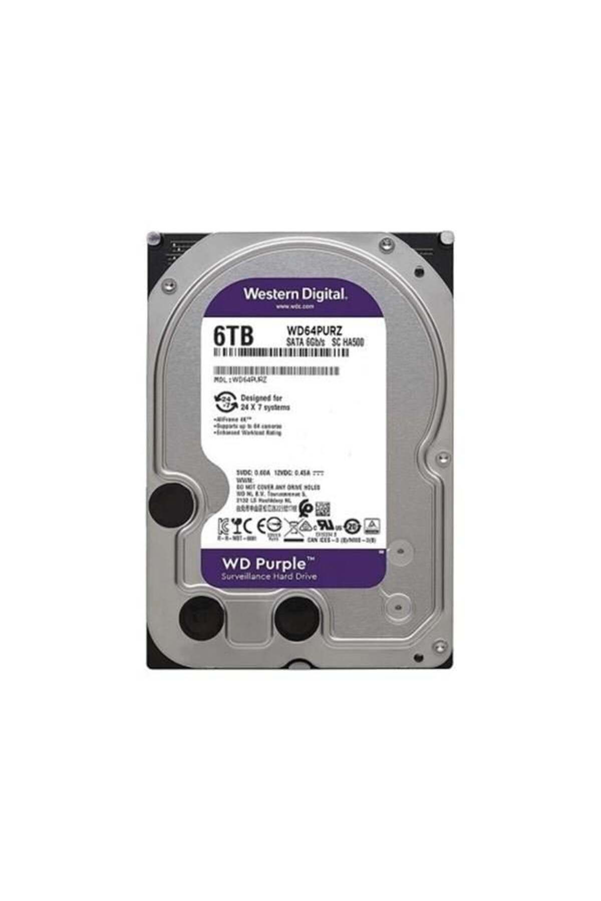 WESTERN DIGITAL WD 6TB PURPLE WD64PURZ 256MB 5700RPM SATA-3 GÜVENLİK DİSKİ