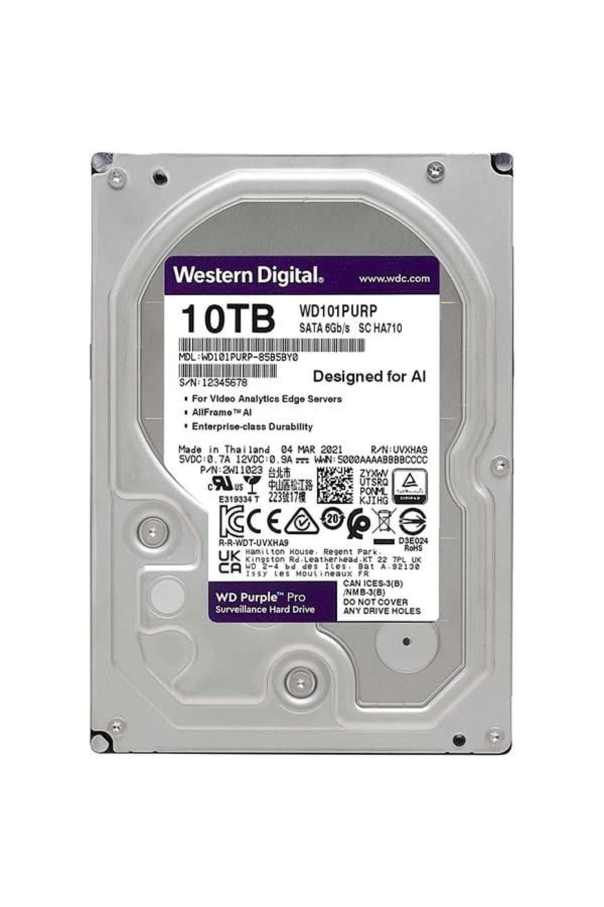 WESTERN DIGITAL WD 3.5" 10TB PURPLE PRO WD101PURP 7200 RPM 256MB SATA-3 Güvenlik Diski