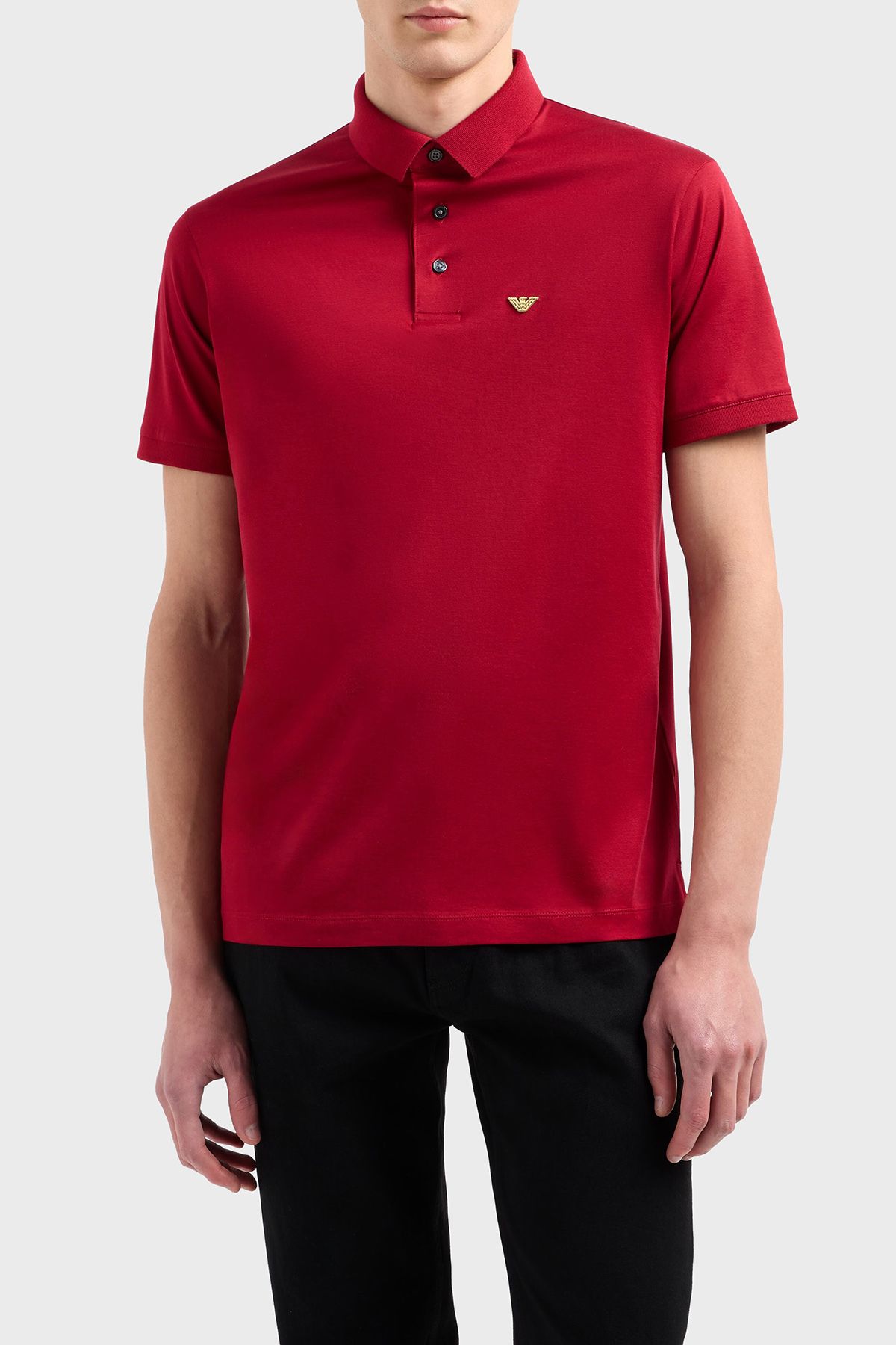 Emporio Armani Pamuk Karışımlı Logolu Düğmeli Polo Yaka T Shirt Erkek POLO YAKA T SHİRT