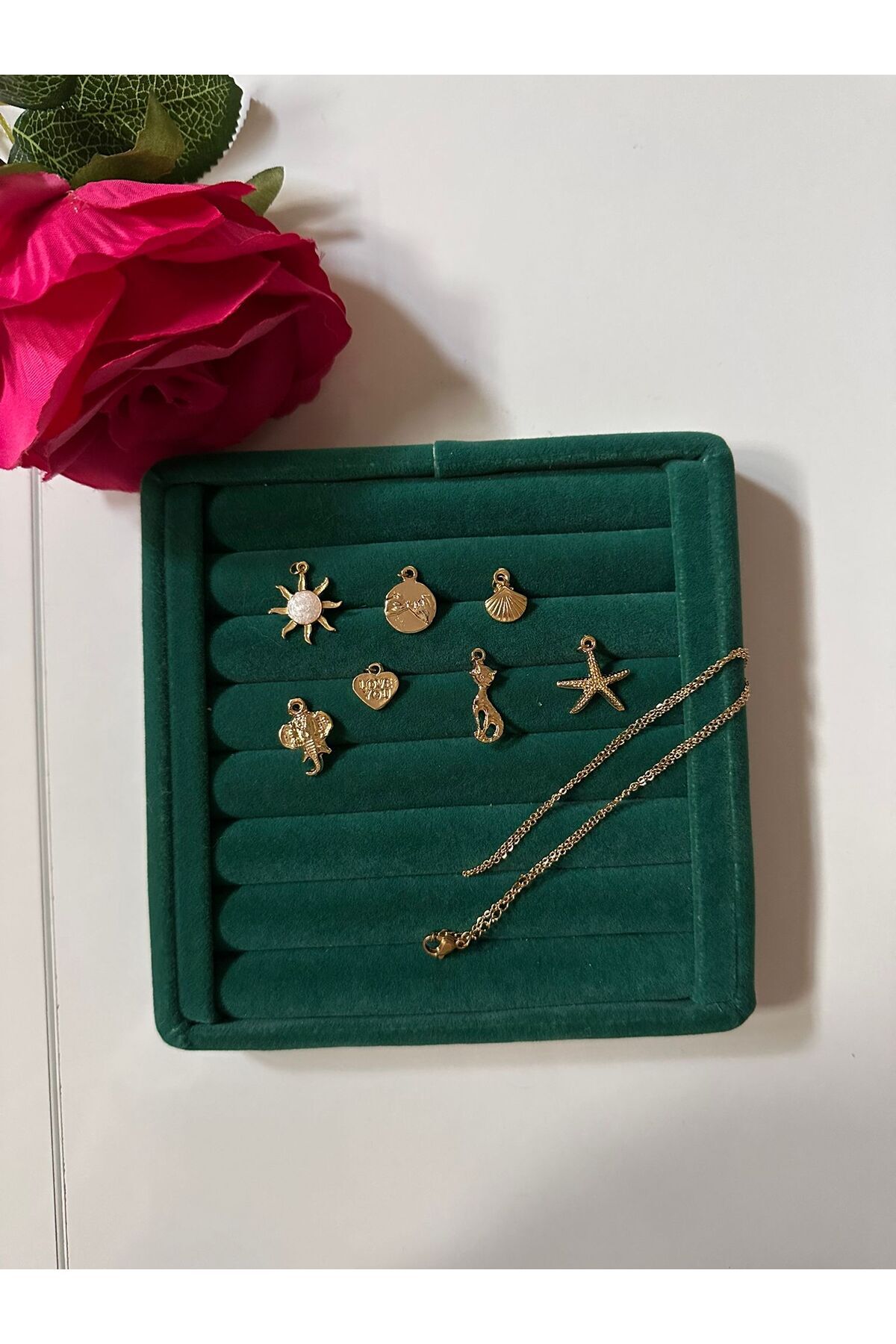 MİOSA Altın Kaplama 7'li Kolye Ucu Seti ( Zincir  )