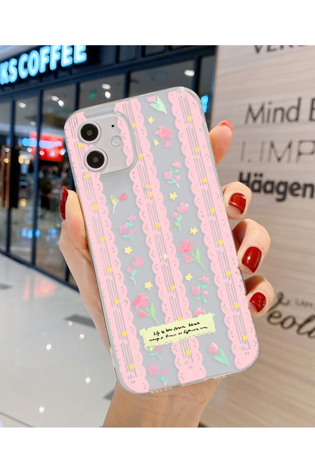 Bubble Case İphone 12 Ve 12 Pro Uyumlu Baskı Desenli Şeffaf Kılıf