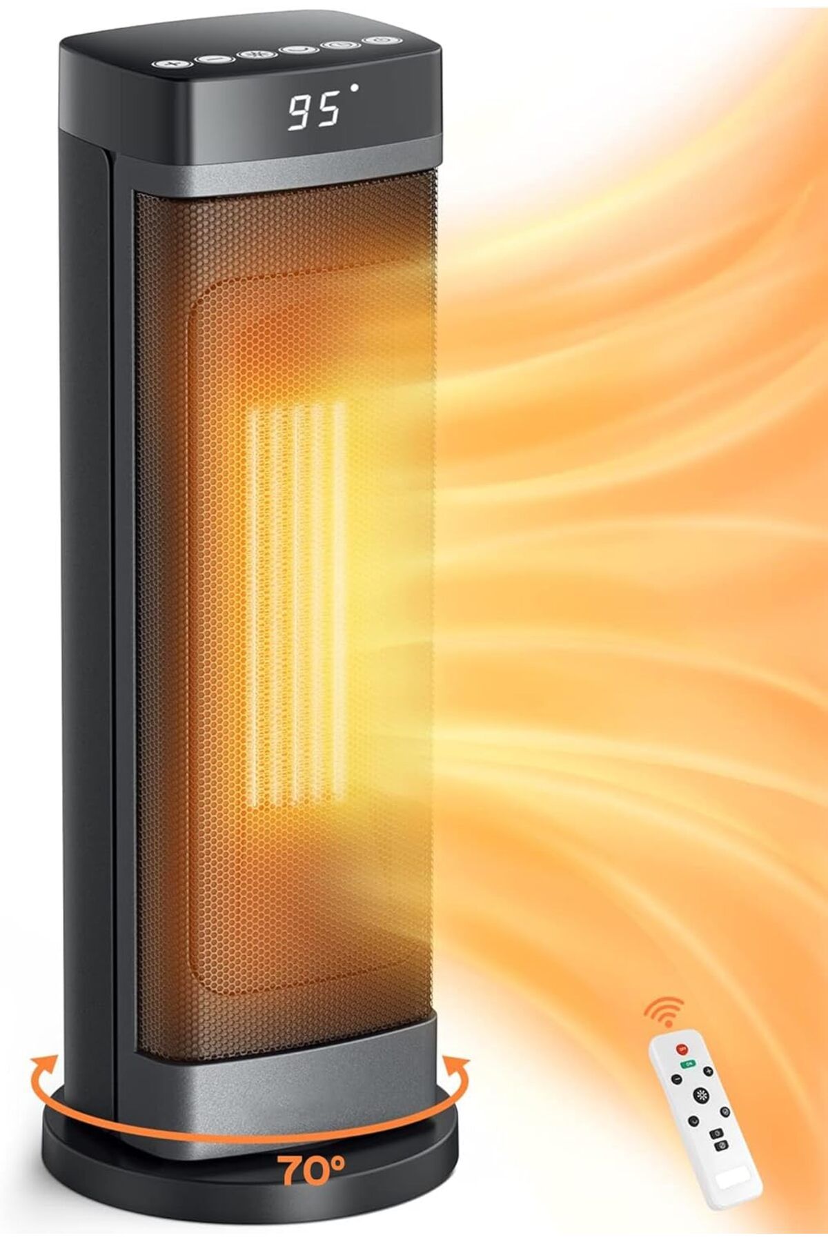 PERFORLLD 20 Inc Elektrikli Isıtıcı, 1500W Hızlı Isıtma Teknolojisi, Termostatlı, 70° Açı