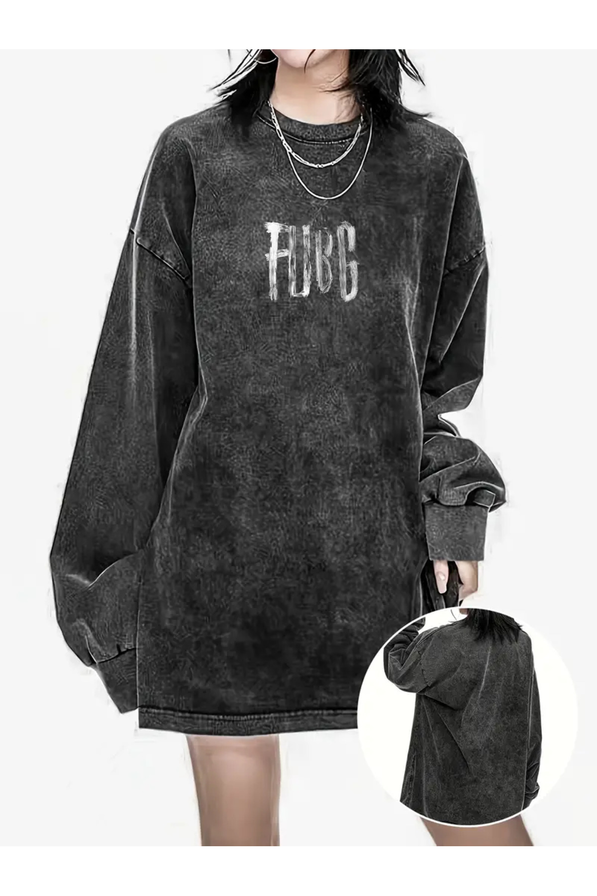 كنزة بغطاء رأس بطبعة SHINE