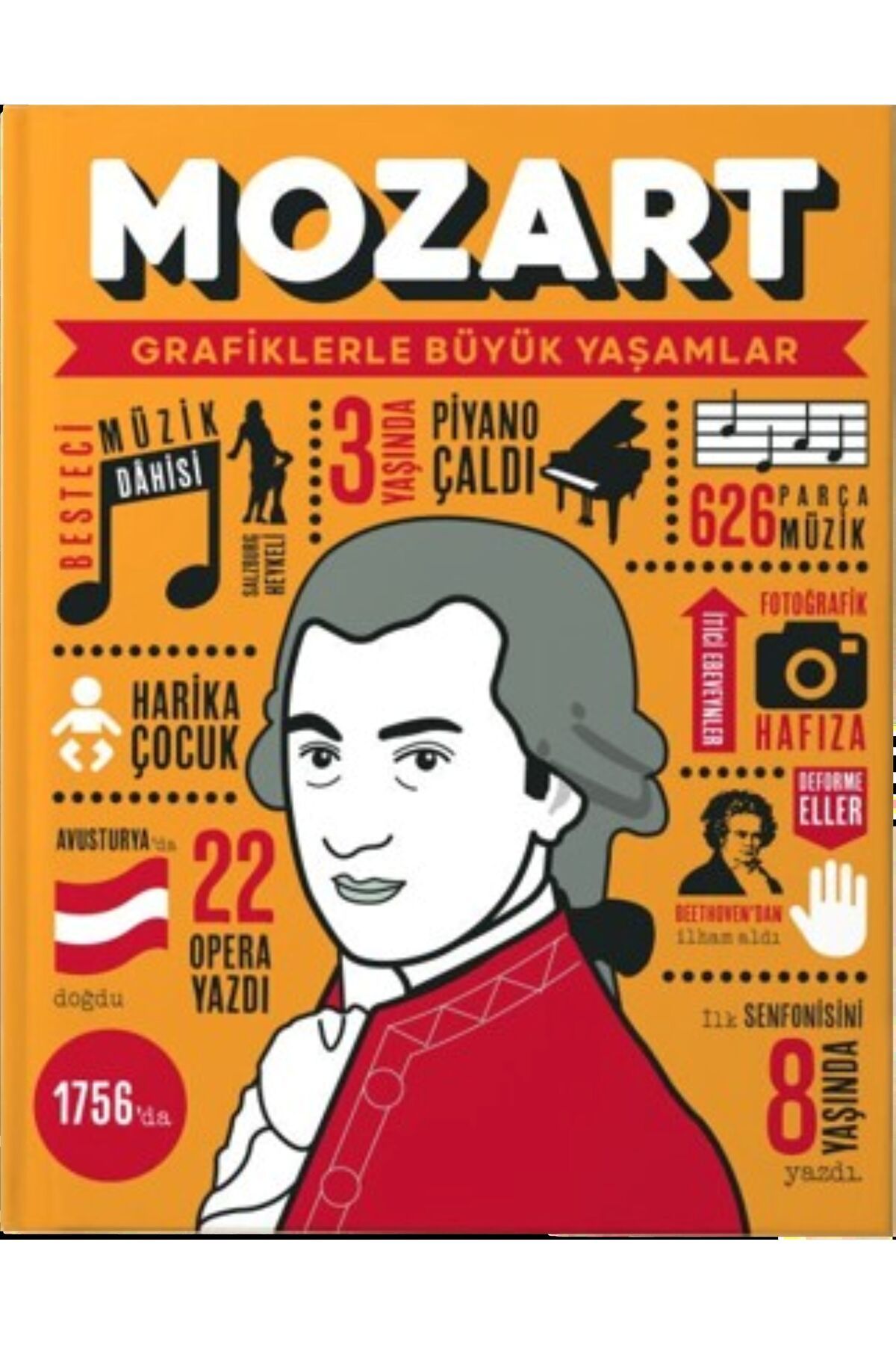 Mor Elma Yayıncılık MOZART - Grafiklerle Büyük Yaşamlar  (İNCE KAPAK)