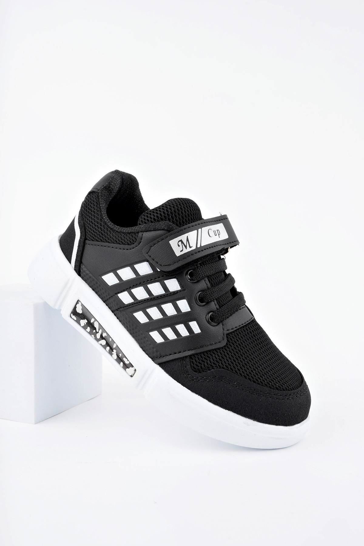 epaavm Pantofi Sport Pentru Copii Albi Cu Tălpi Negre Cu Velcro Unisex - 33