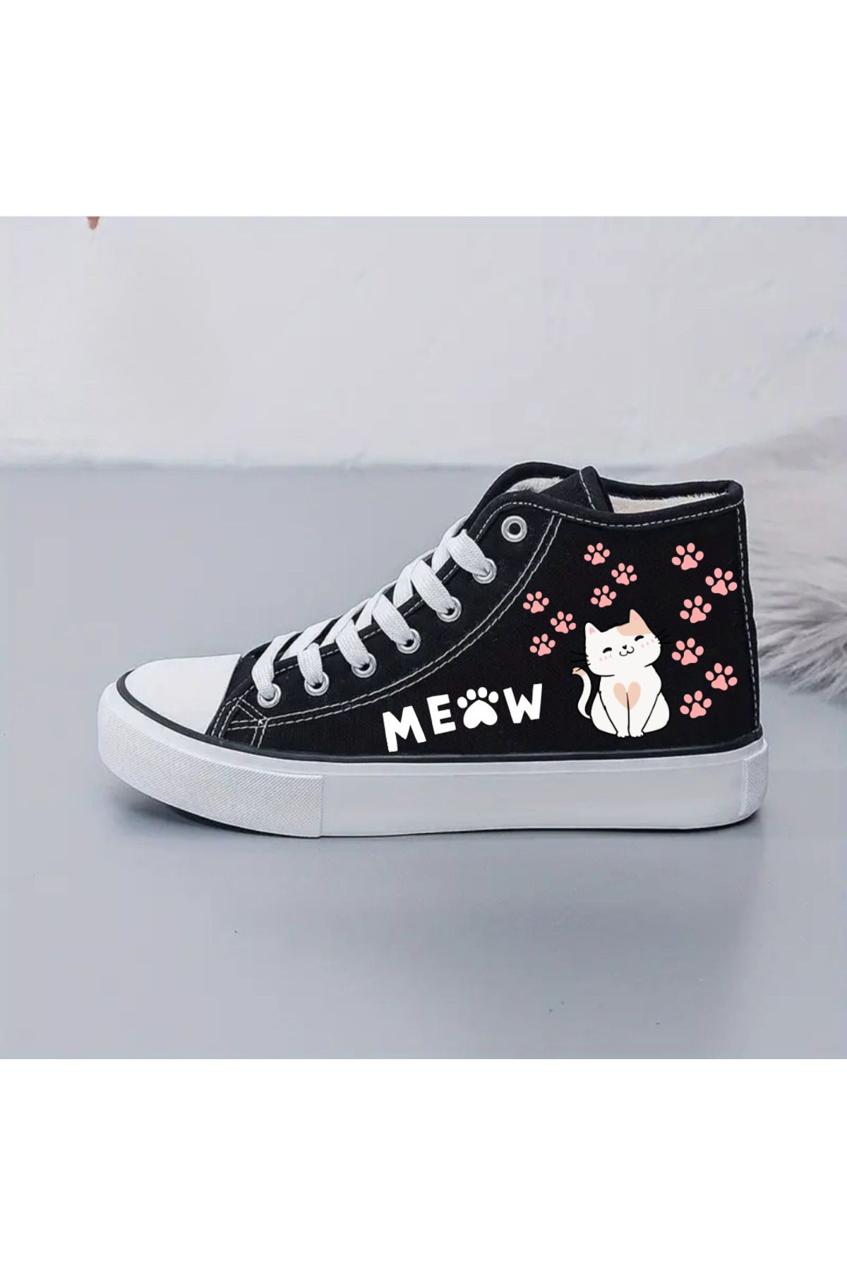 Touz Moda Meow Baskılı Unisex Kanvas Ayakkabı