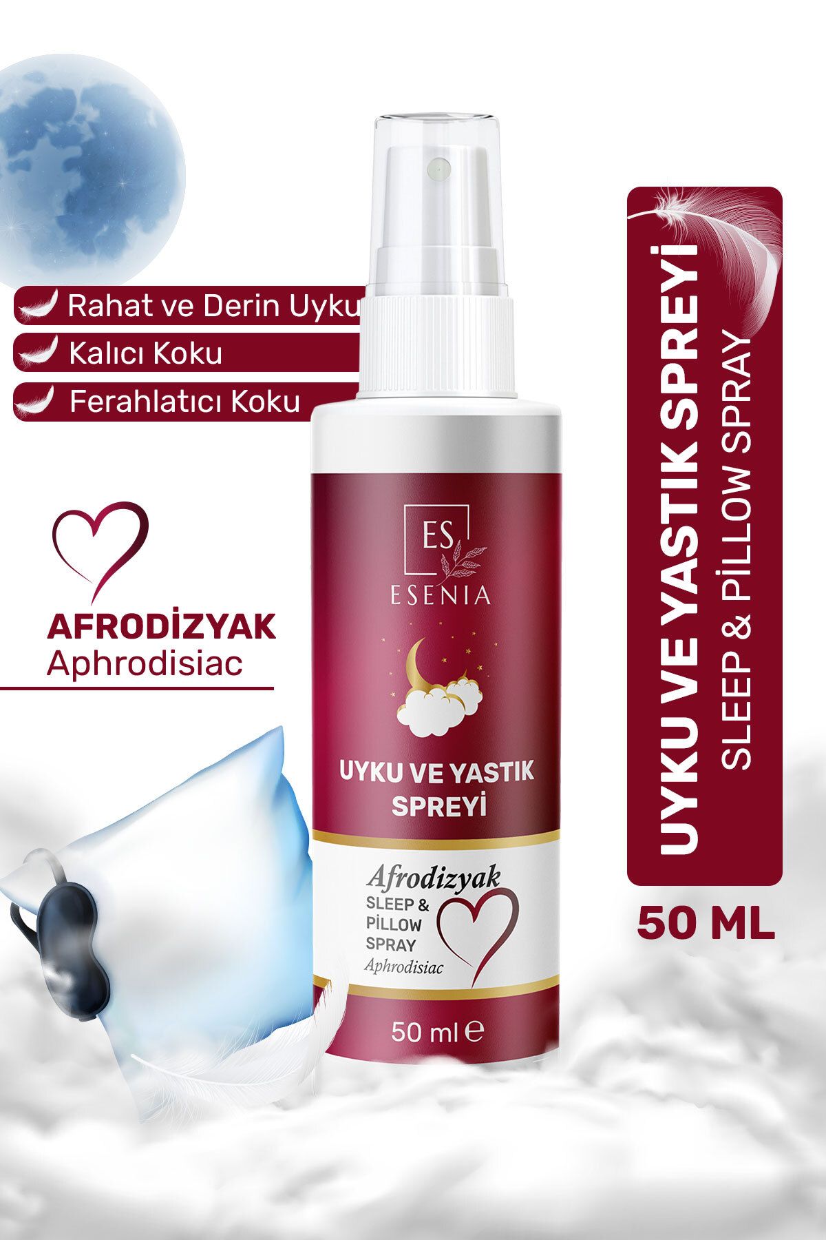 ESENIA Uyku Ve Yastık Spreyi Rahatlatıcı Uyku Ve Dinlenme Spreyi Sleep And Pıllow Spray 50 ml