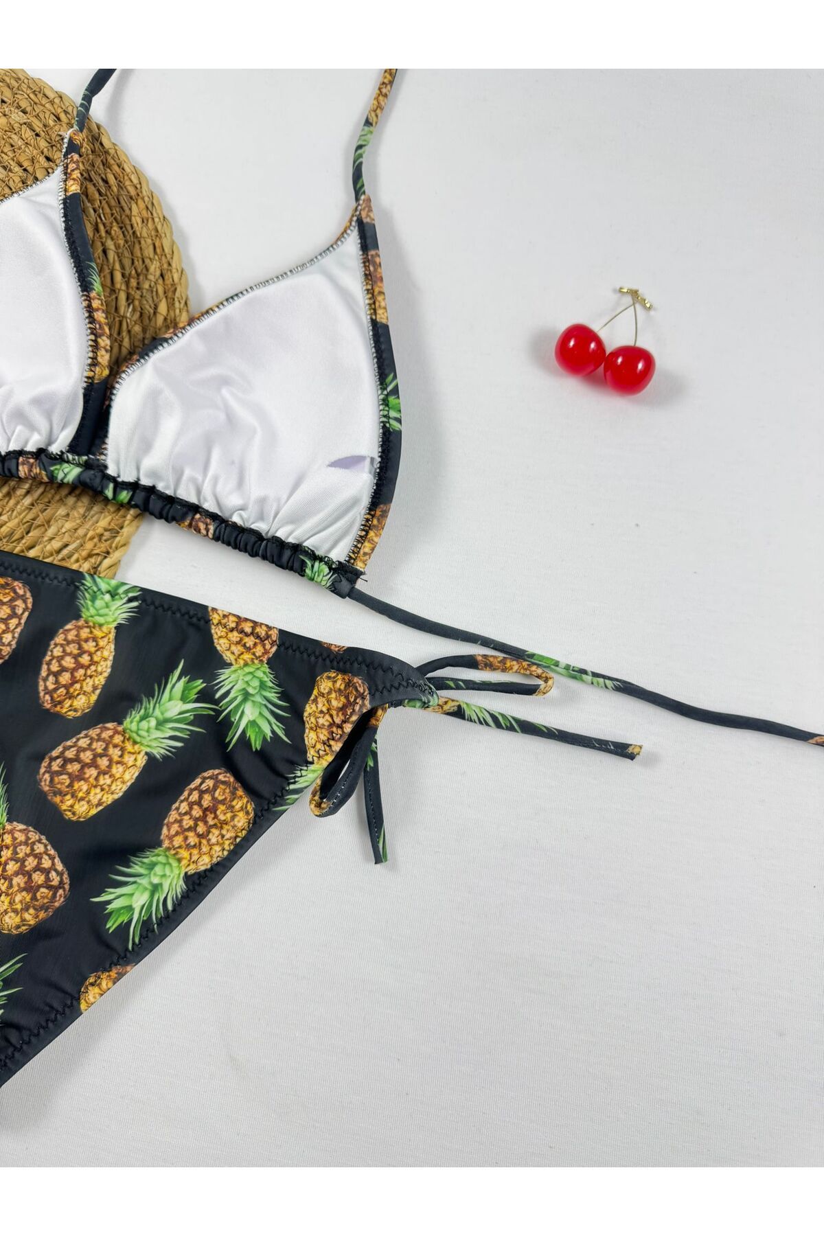 FUNELLA-Pineapple Patterned Drawstring Triangle Women's Bikini Set 4