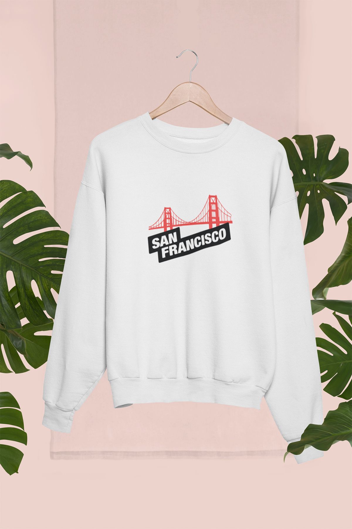 qoeuyl boutique San Francisco Şehir Temalı Hediyelik Unisex %100 Pamuklu Bisiklet Yaka Sweatshirt