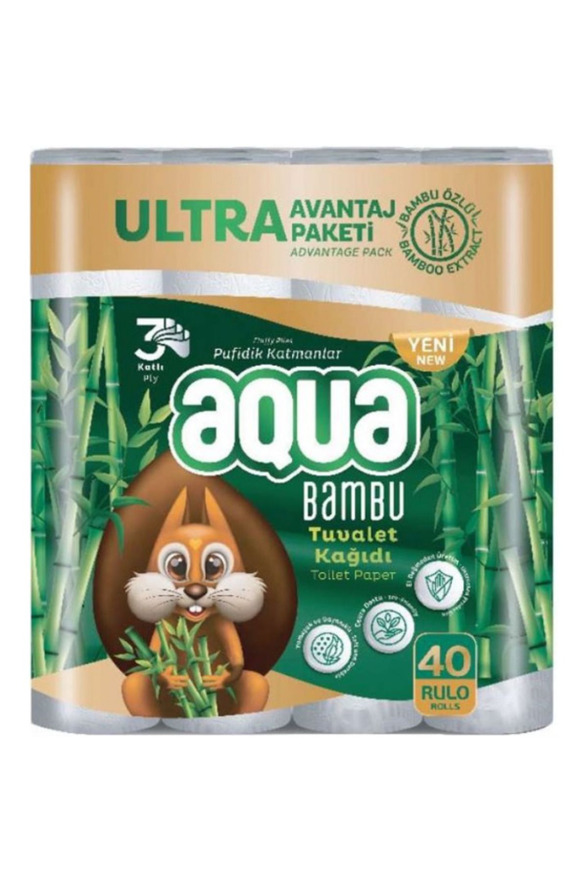 Aqua Bambu Tuvalet Kağıdı 40 Rolu 3 Katlı