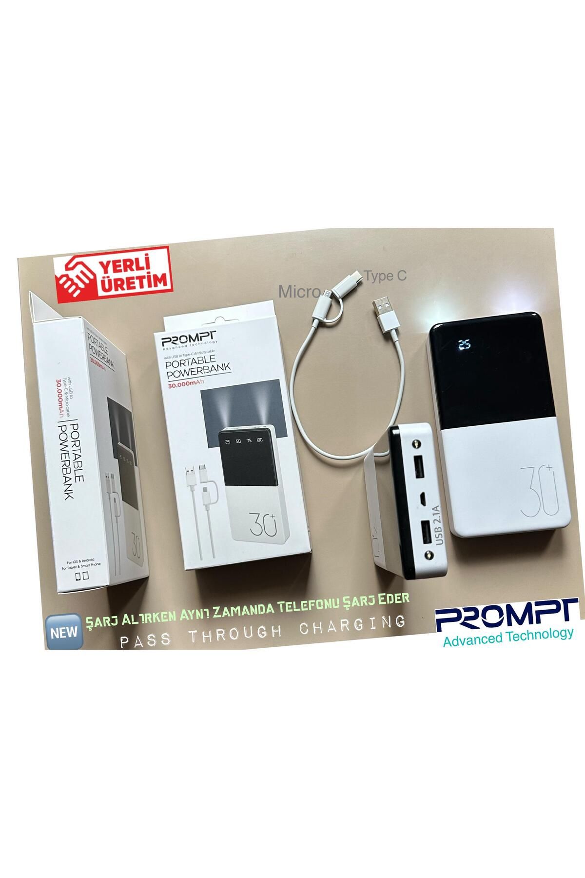 iyzi 30.000 Mah Pd 22.5w Kablolu 3.0 Gerçek 30.000 Mah Garantili Işıklı Qc30 Powerbank