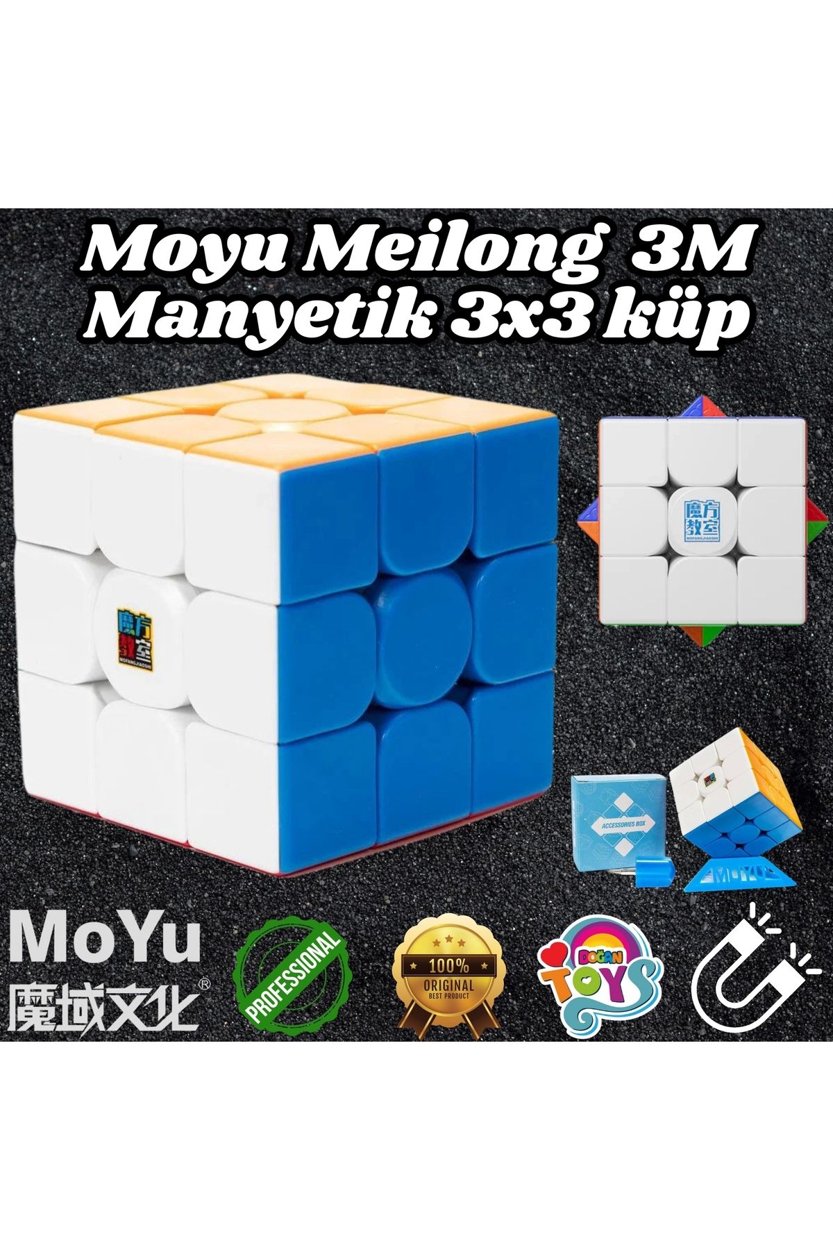 Doğan Oyuncak Dünyası Orijinal MoYu Meilong 3x3 Manyetik Küp 3M - Moyu Speed Cube - Moyu 3x3 Zeka Küpü - Zeka Küpü - Magne