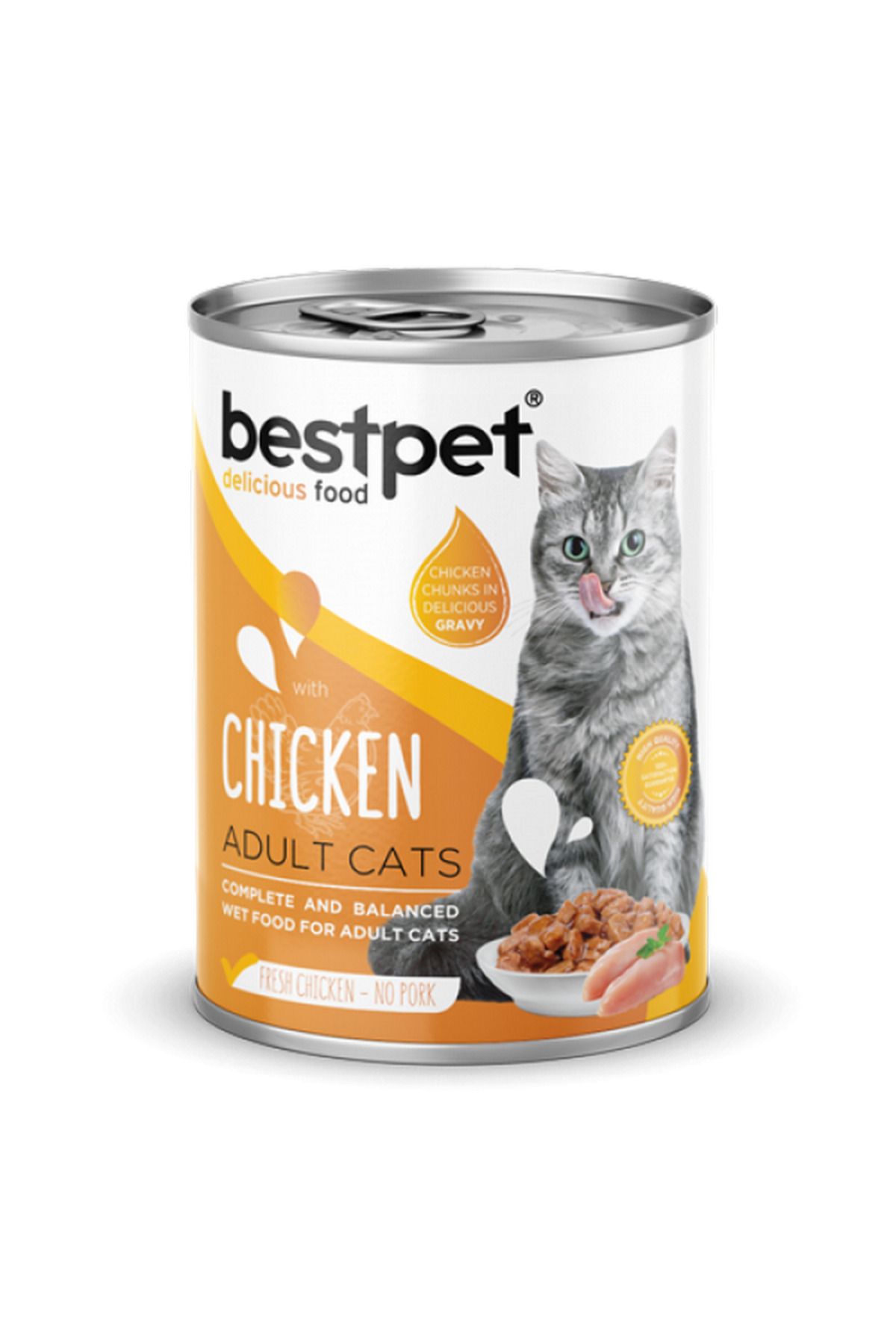 Bestpet Yetişkin Kediler İçin, Taze Tavuk Parça Etli Ve Soslu Yaş Mama 400 gr X 12 ADET 543133