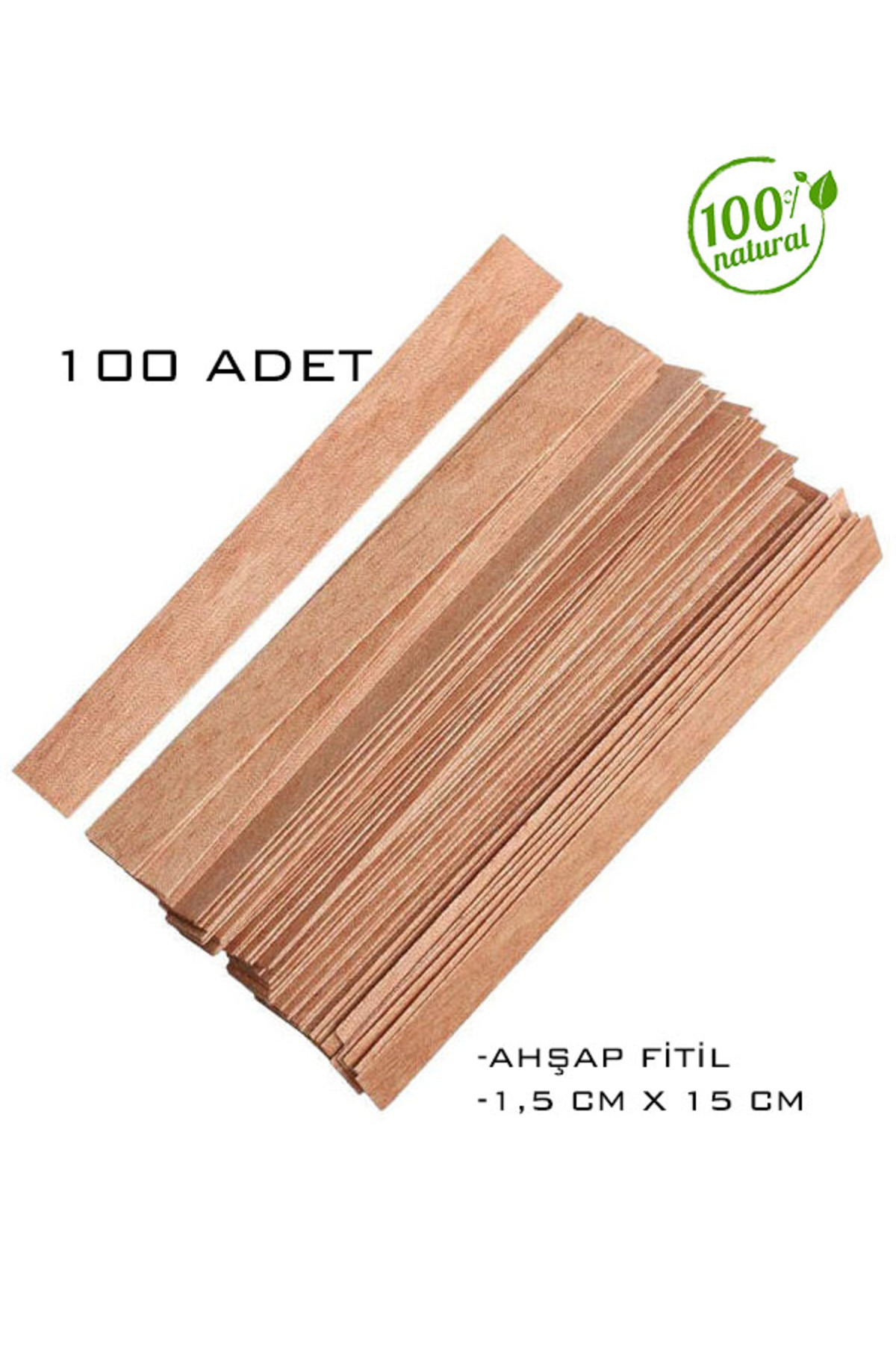 Poyrish Mum Fitili Ahşap Mum Fitili 1.5 cm x 15 cm 100 Adet