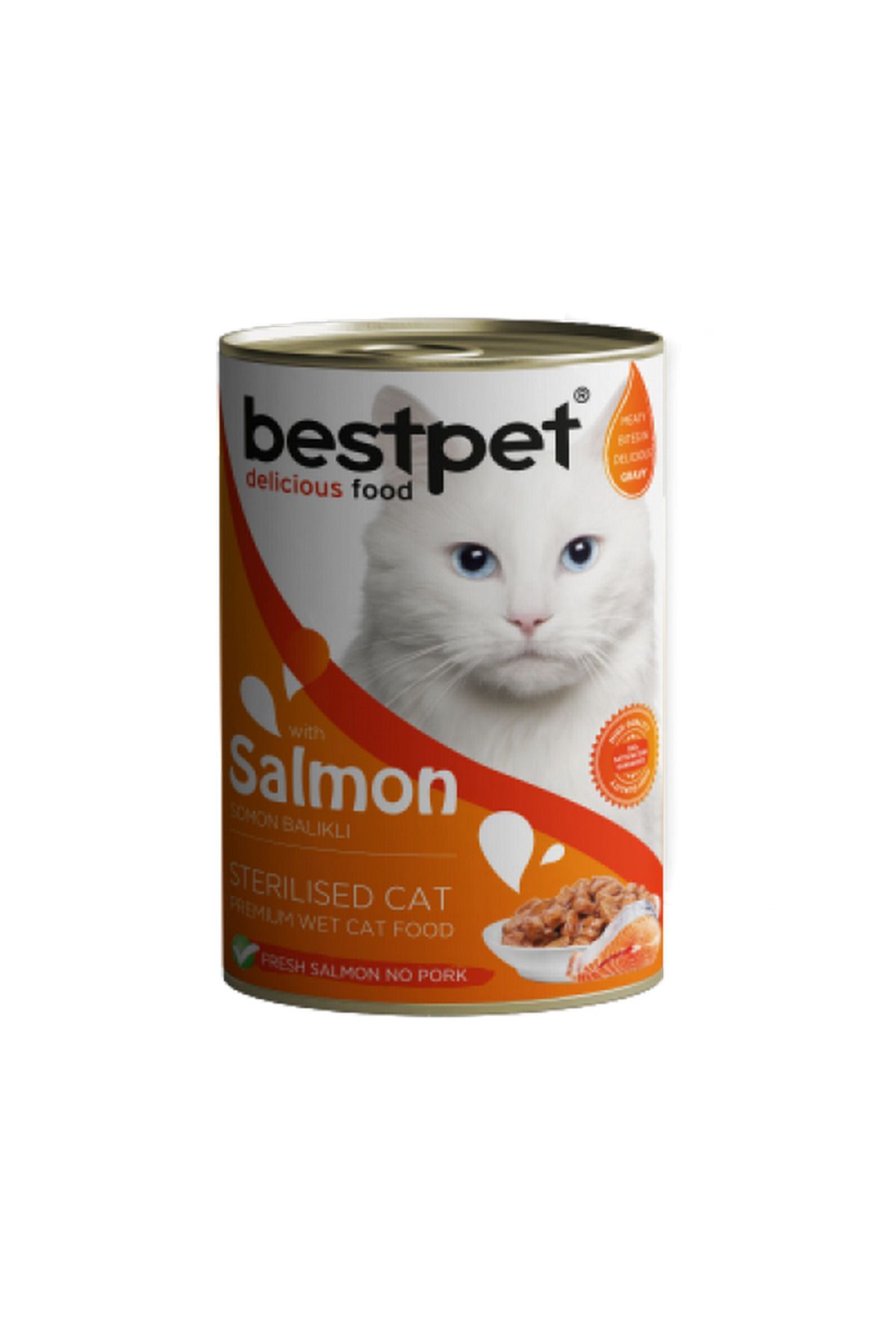 Bestpet 400 gr X 12 ADET Kısırlaştırılmış Kediler İçin, Taze Somon Parça Etli Ve Soslu 661142