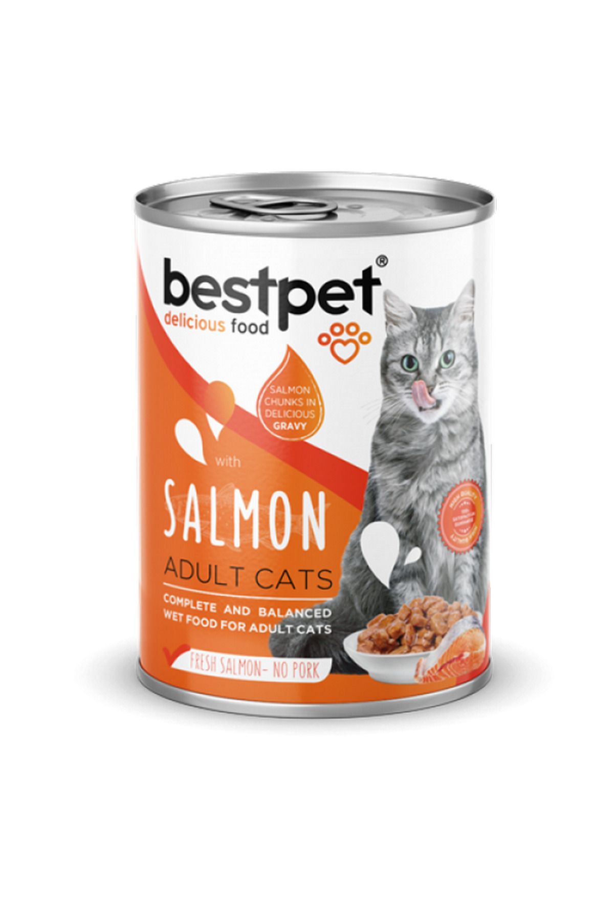 Bestpet 400 gr X 12 ADET Yetişkin Kediler İçin, Taze Somon Parça Etli Ve Soslu Yaş Mama 661142