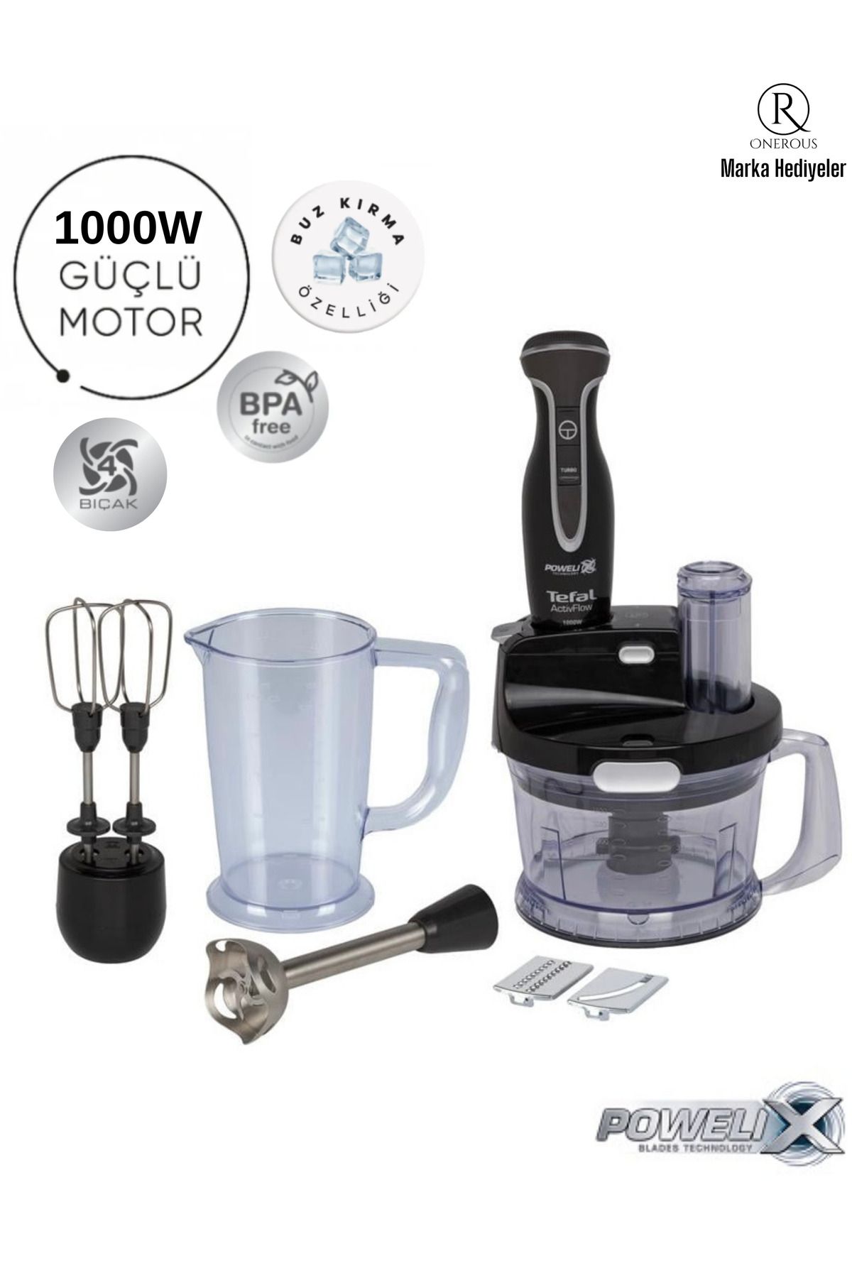 TEFAL 1000 W Blender Seti – Turbo Fonksiyonu Ile Hızlı Çırpma, Karıştırma Ve Doğrama