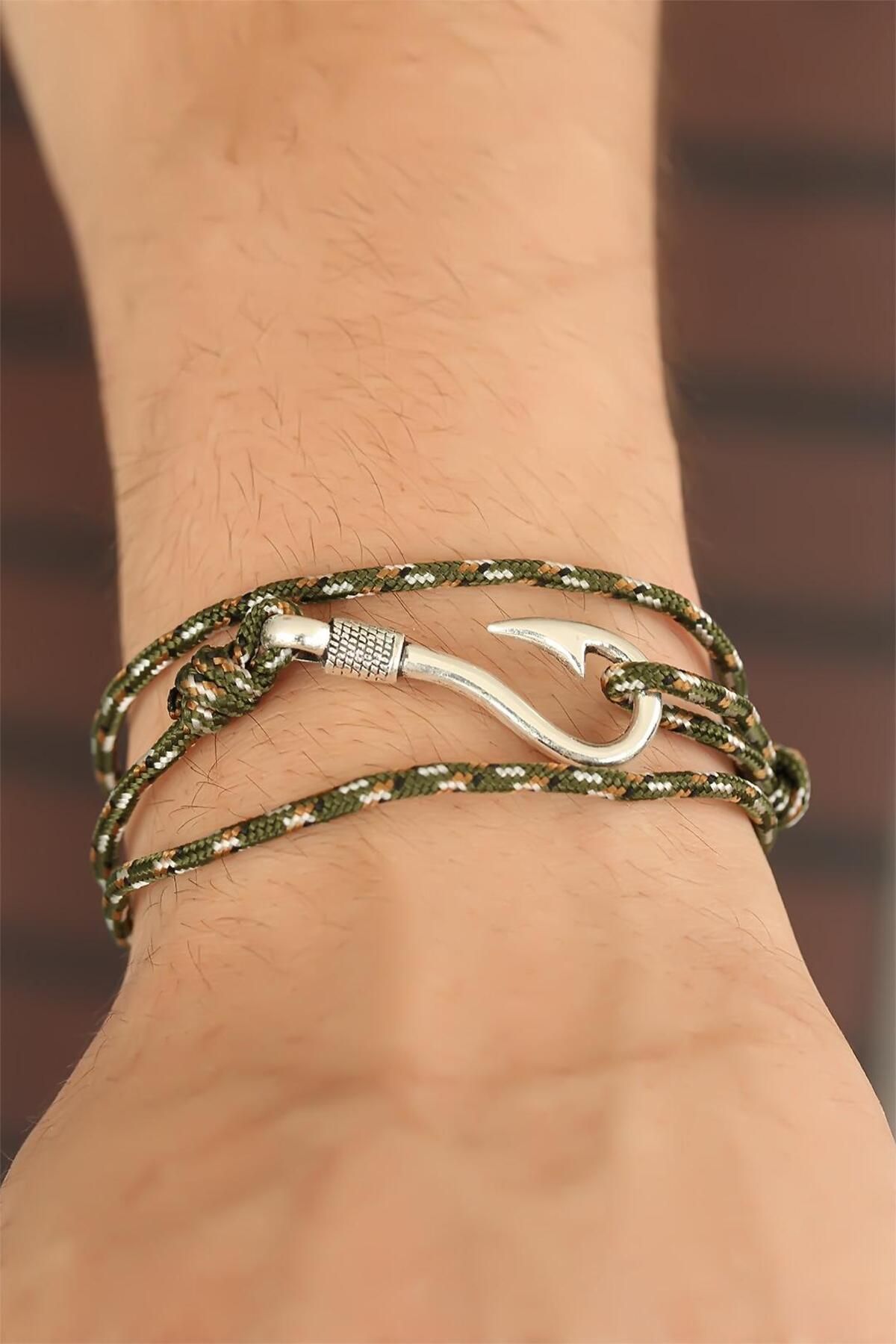 Skygo-Cream Line Patterned Metal Hook Men's Bracelet - Tj-Eb2240-Ks 2