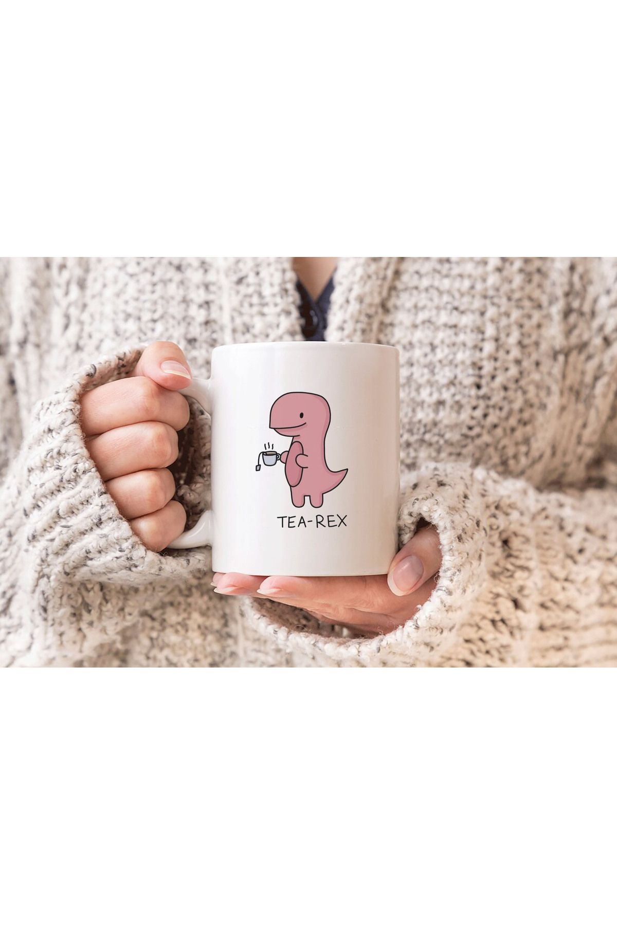 sielta Tea Trex Baskılı Hediyelik Porselen Kupa Bardak