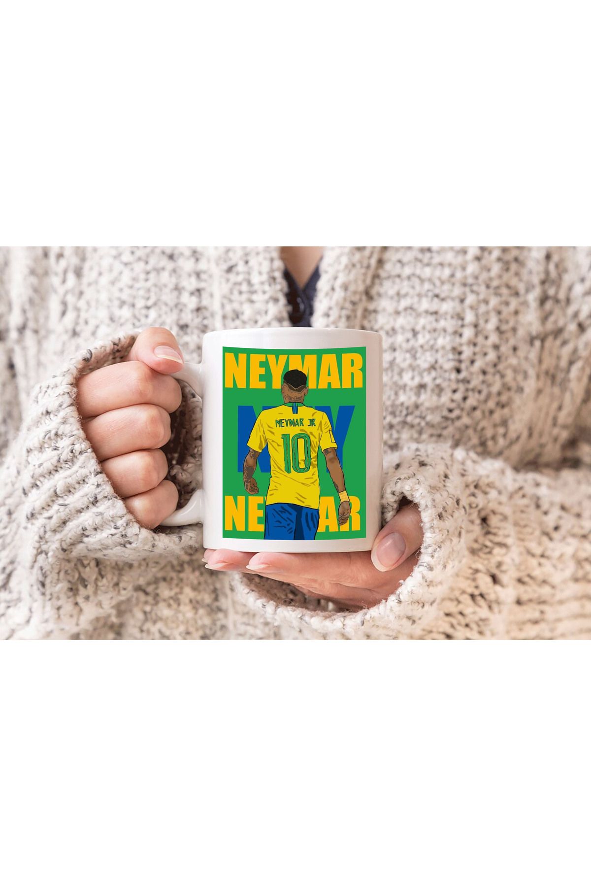 sielta Futbolcu Neymar Baskılı Hediyelik Porselen Kupa Bardak