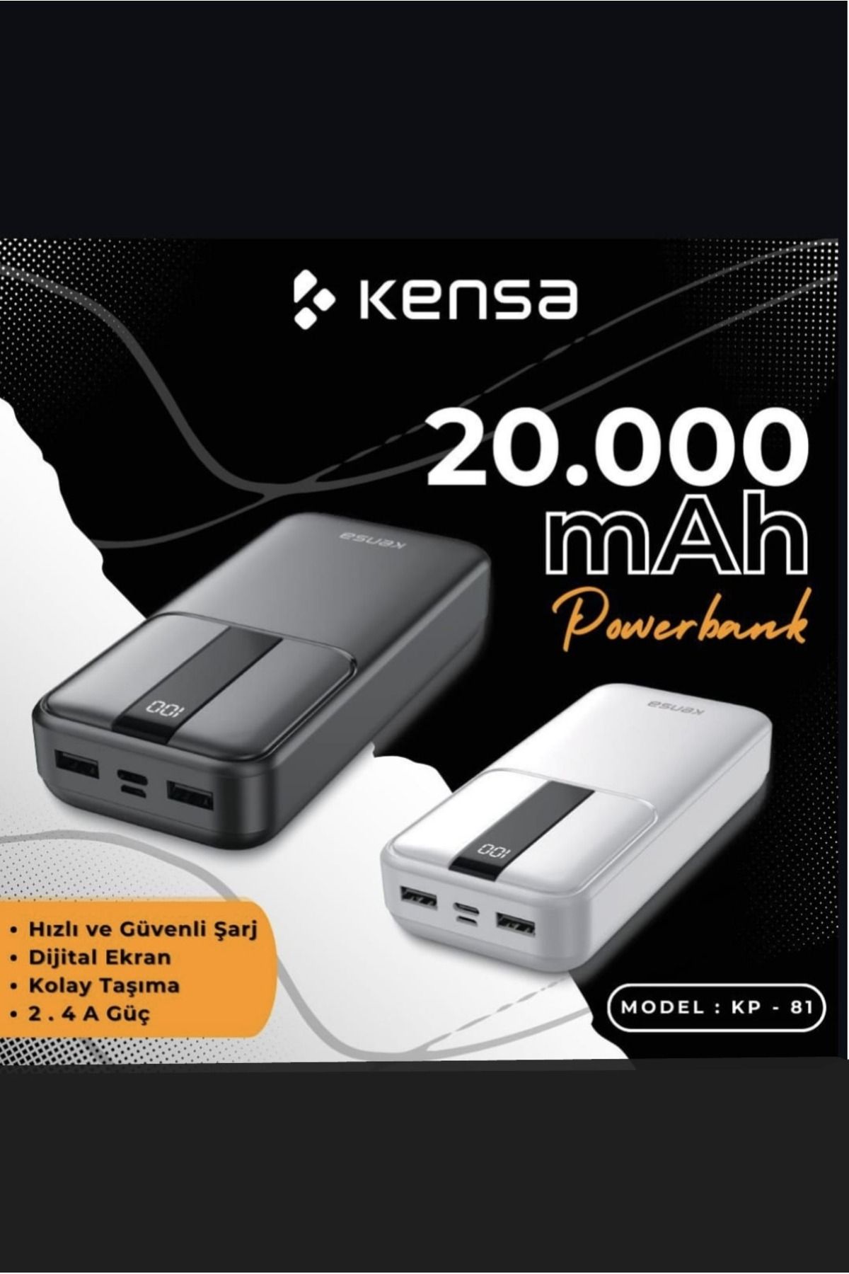 leasertech Powerbank 20000 mAh Led Gösterge Modern Tasarım Hızlı Şarj