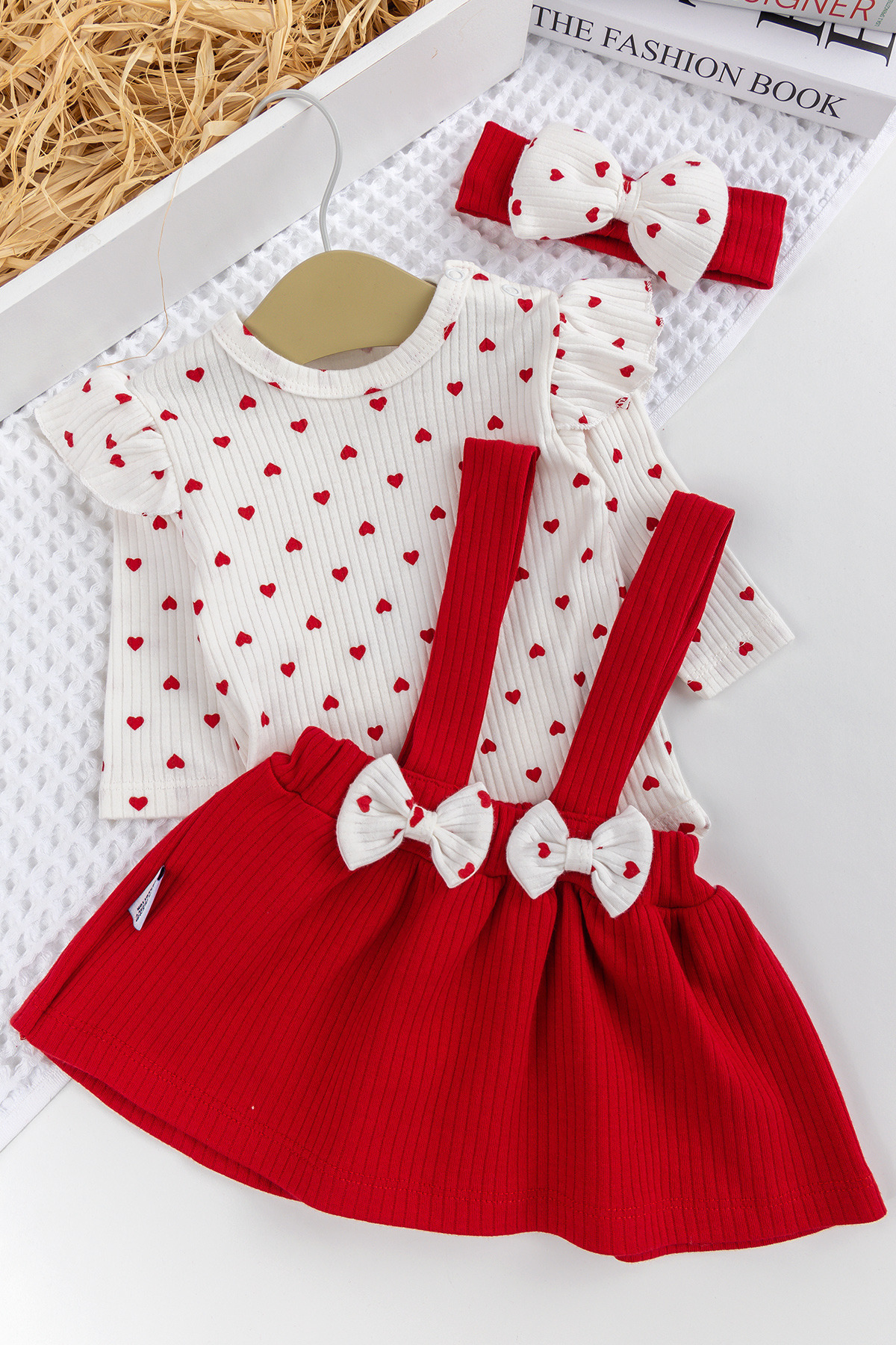 Babymod Kız Bebek Fiyonklu Bandanalı %100 Pamuk Şık Elbise Etek JileDoğumgünü Özelgün Takım fotoğrafı 2 (önizleme)