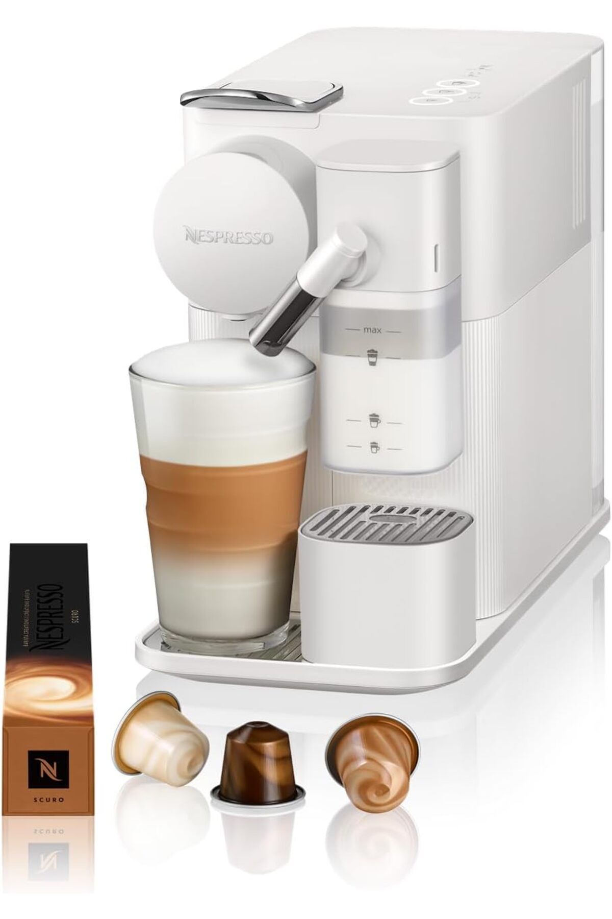 St Morritz Lattissima One coffee machine by Nespresso, Porcelain White - UAE Version