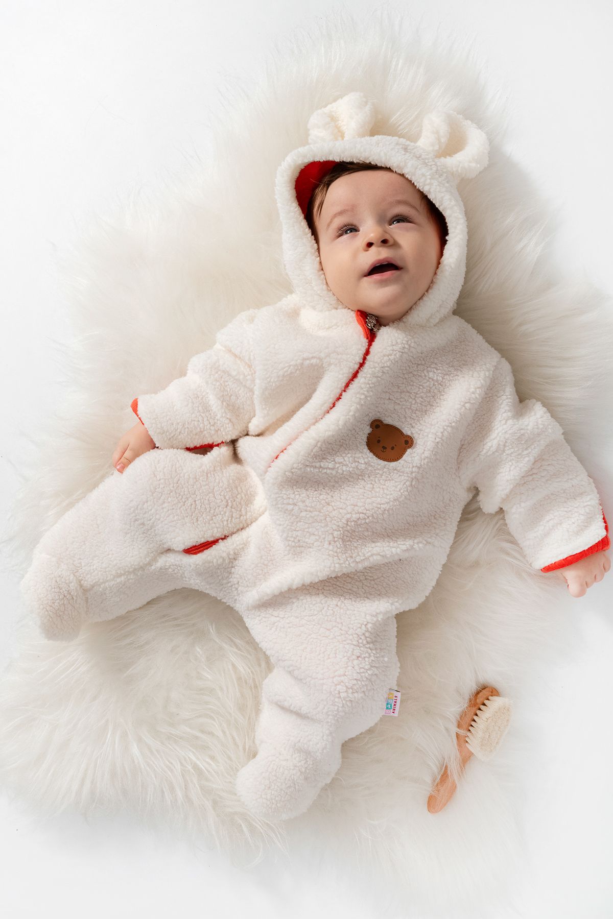 Baby Animals Welsoft Peluş Kuzu Fermuarlı Kışlık Unisex Kız Erkek Bebek Uyku Tulumu Bebek Tulumu Çocuk Tulumu