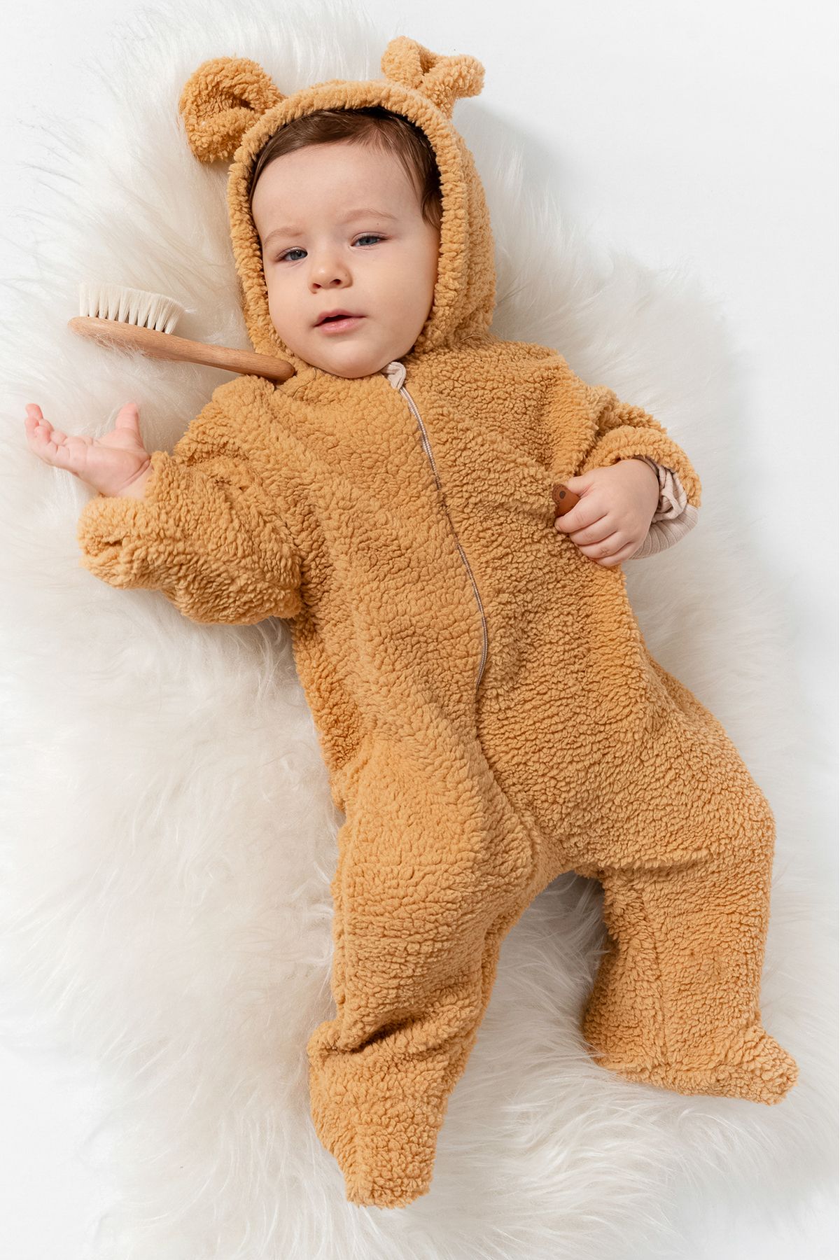 Baby Animals Welsoft Peluş Kuzu Fermuarlı Kışlık Unisex Kız Erkek Bebek Uyku Tulumu Bebek Tulumu Çocuk Tulumu