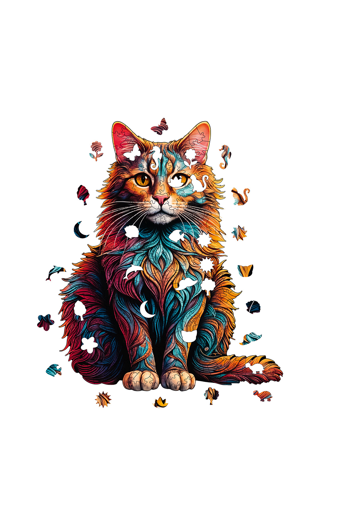 Pinecone-Cat Patterned Wooden Puzzle - 250 Piece Puzzle, Foil Included, 27X33 cm Wz-25 3