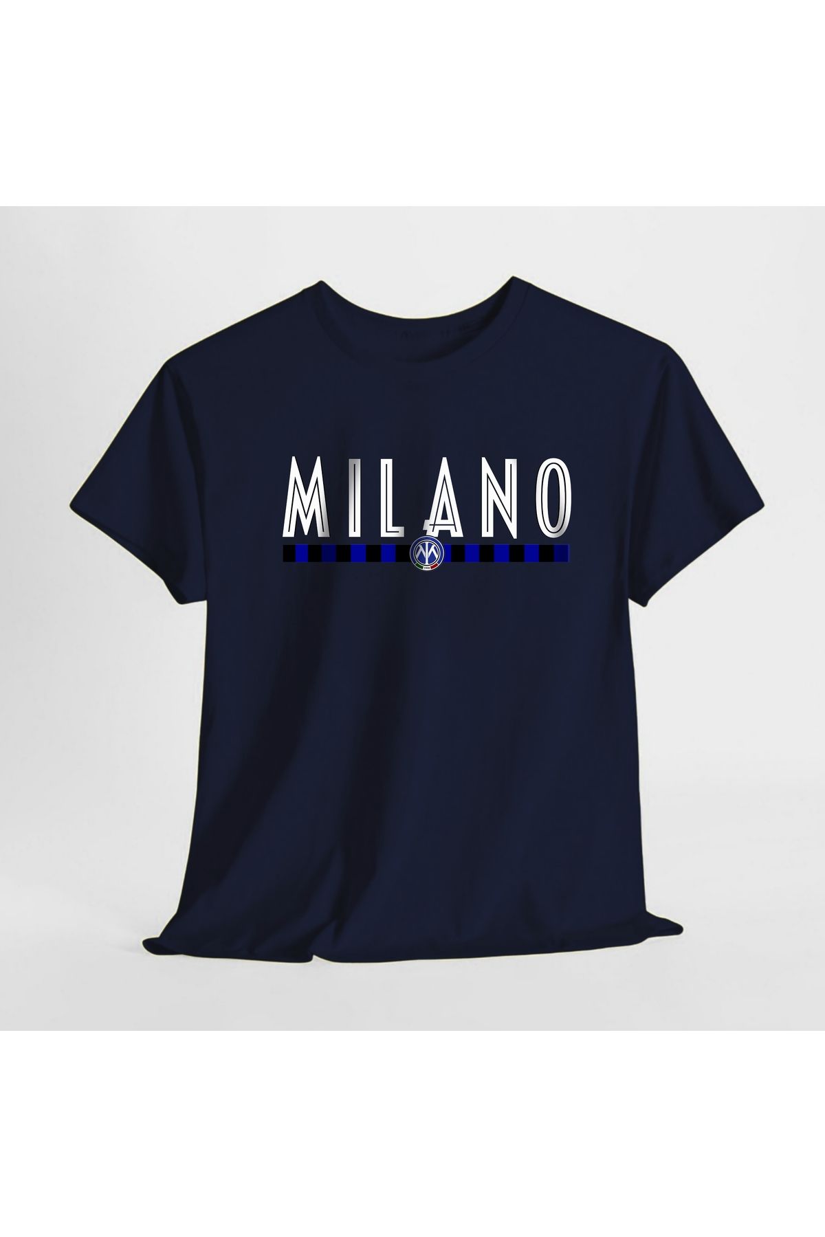 SARI Milano Siyah Lacivert Temalı %100 Pamuk Tshirt