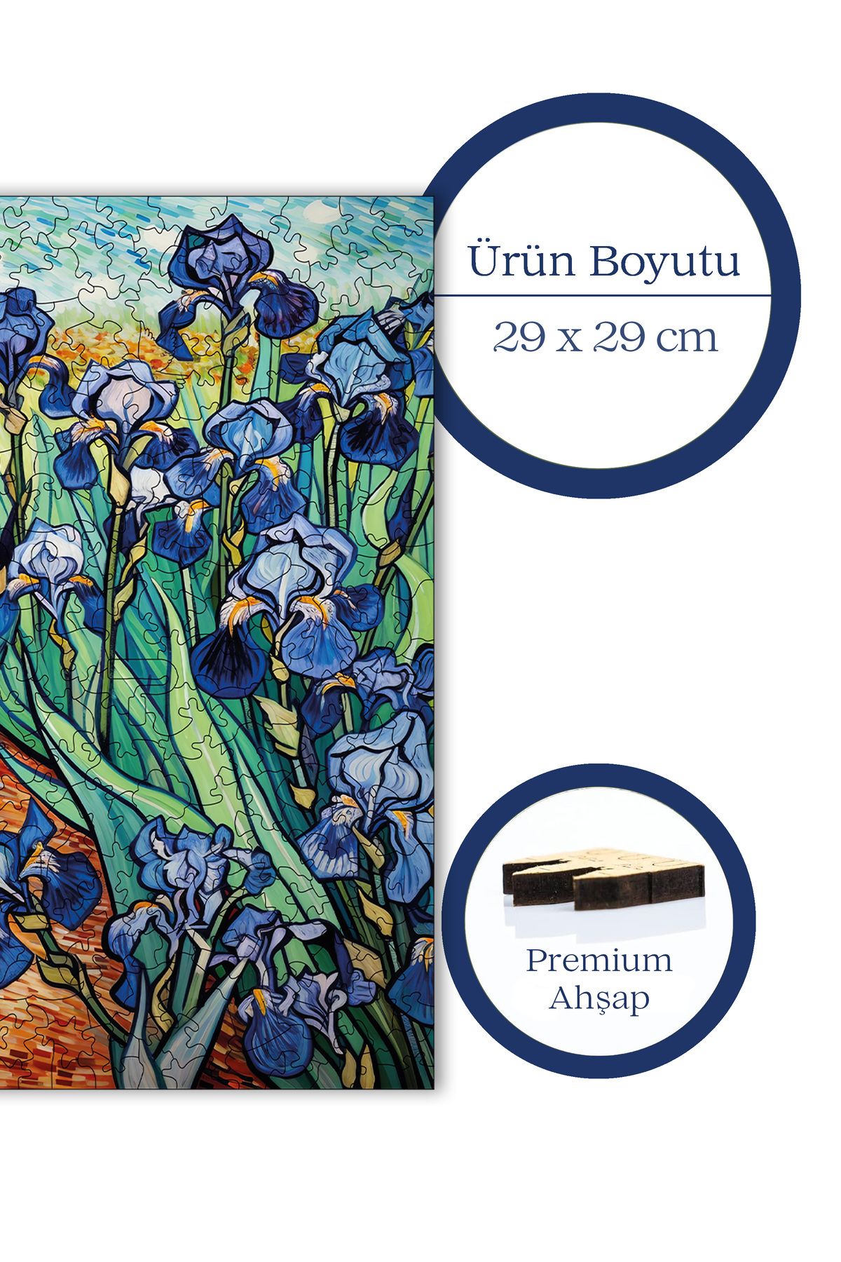 Pinecone-Van Gogh Irises Reproduction - Wooden Puzzle, Unique Piece, Puzzle 353 Pieces, 29X29 cm S1-31 5
