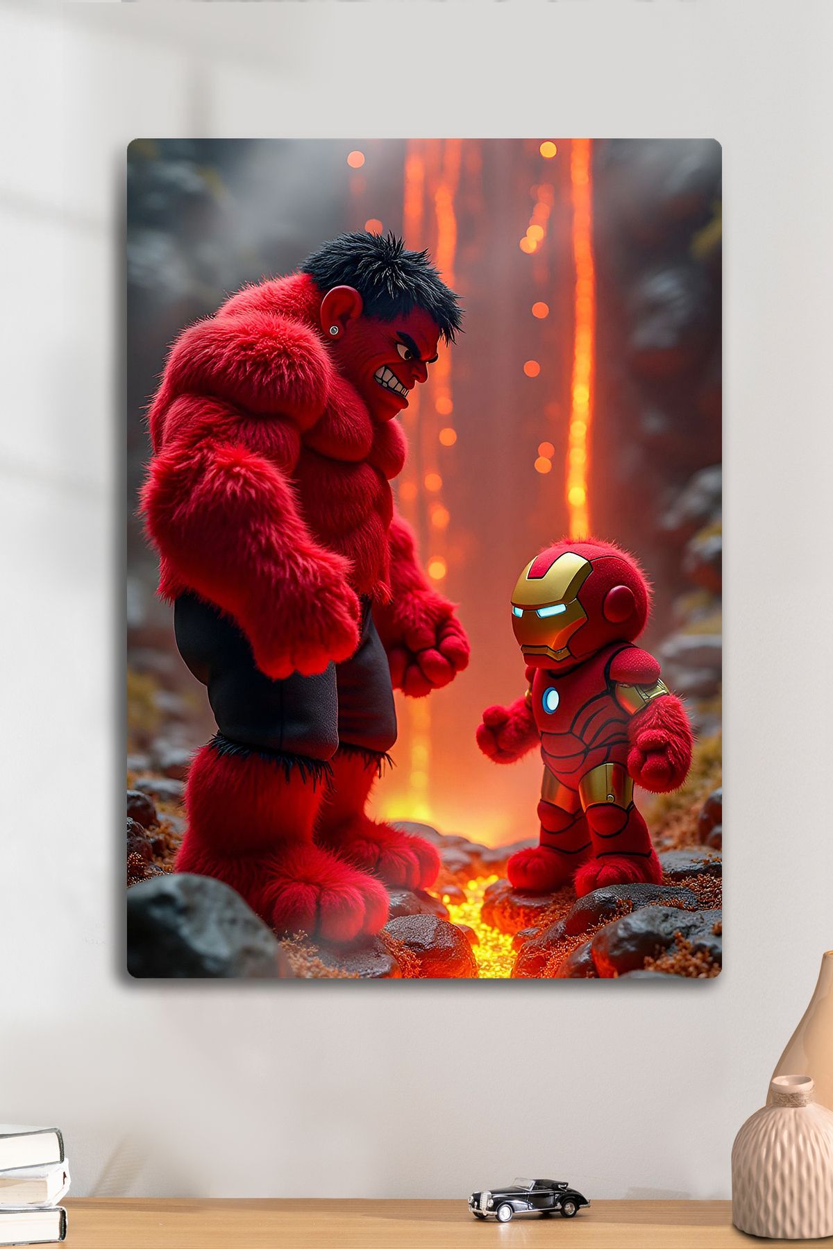 DekorHane Metal Baskı Marvel Parlak Duvar Tablosu - Mini Hulk İronman, Kids, Çocuk Posterleri