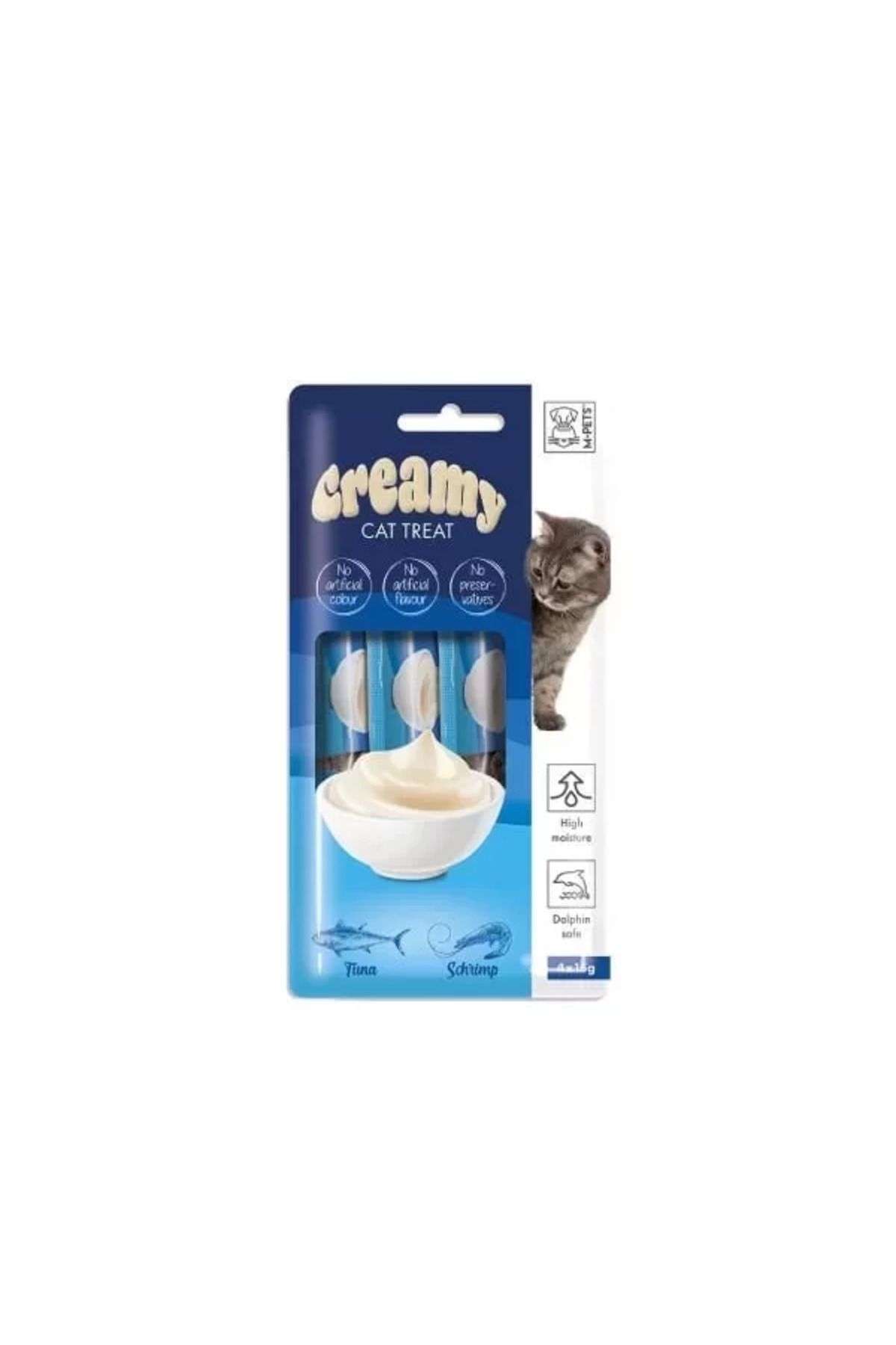 TREND M-Pets Creamy Ton Balıklı ve Karidesli Sıvı Kedi Ödülü 15 Gr 4 Adet