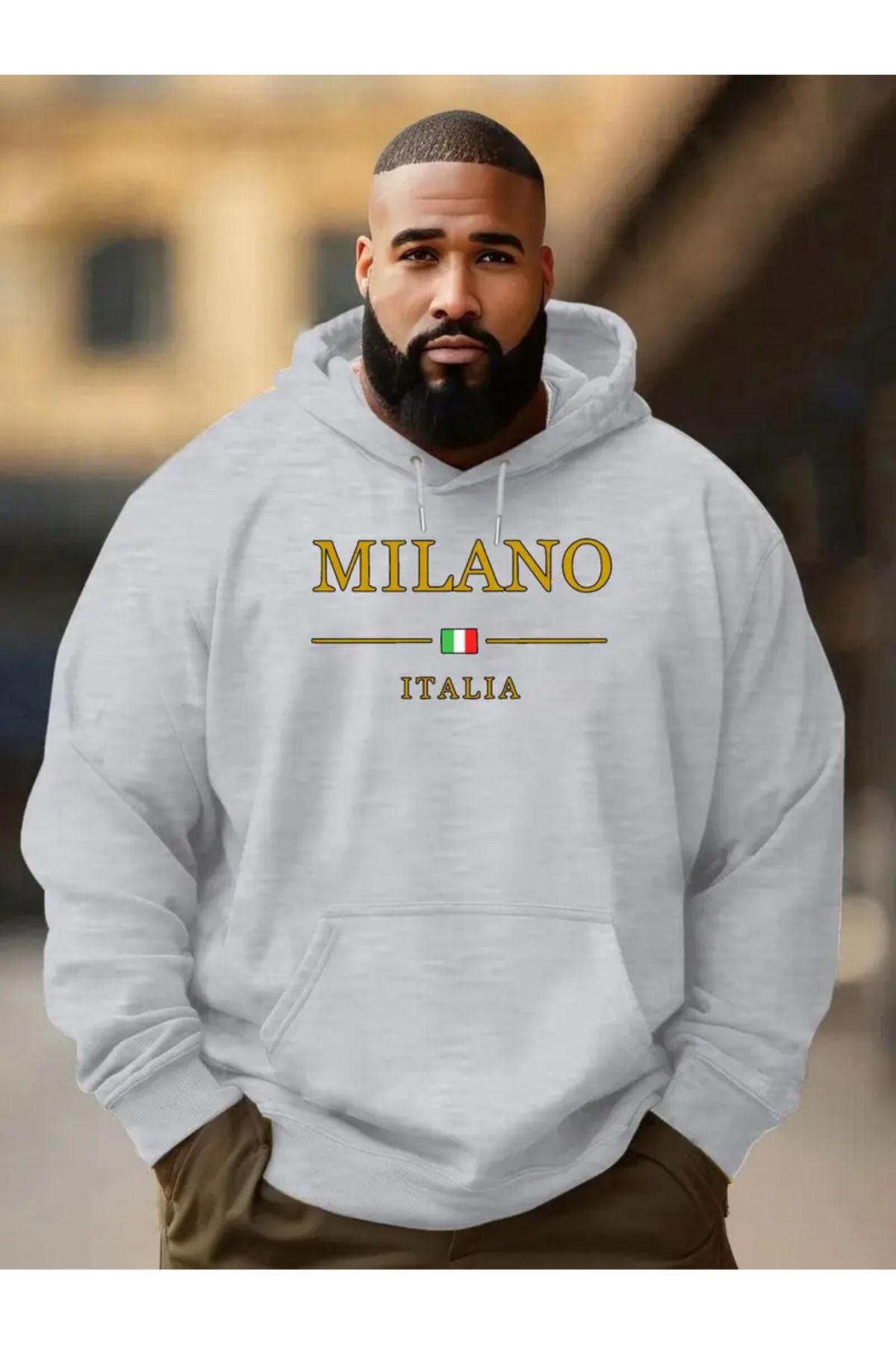 Pink Sky Milano İtalya Baskılı Sweatshirt İçi Polarlı Kışlık