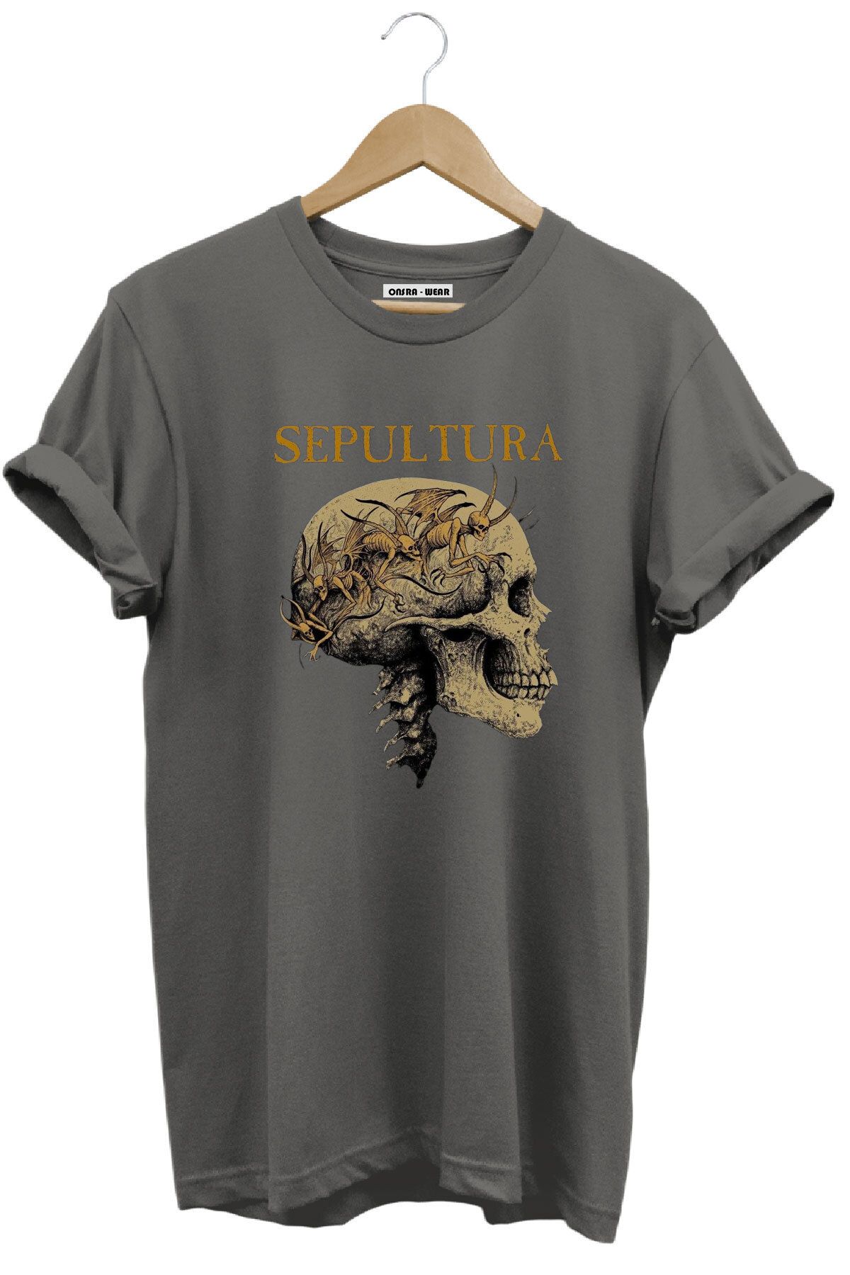 MODA Thrash Metal Sepultura Kuru Kafa Baskılı %100 Pamuk Regular Fit T-Shirt